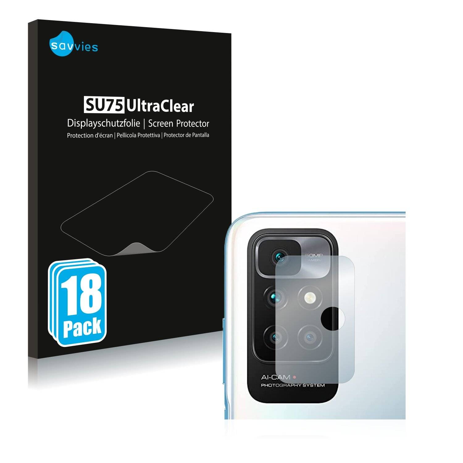 18x Savvies SU75 Displayschutzfolie für Xiaomi Redmi 10 Prime (NUR
