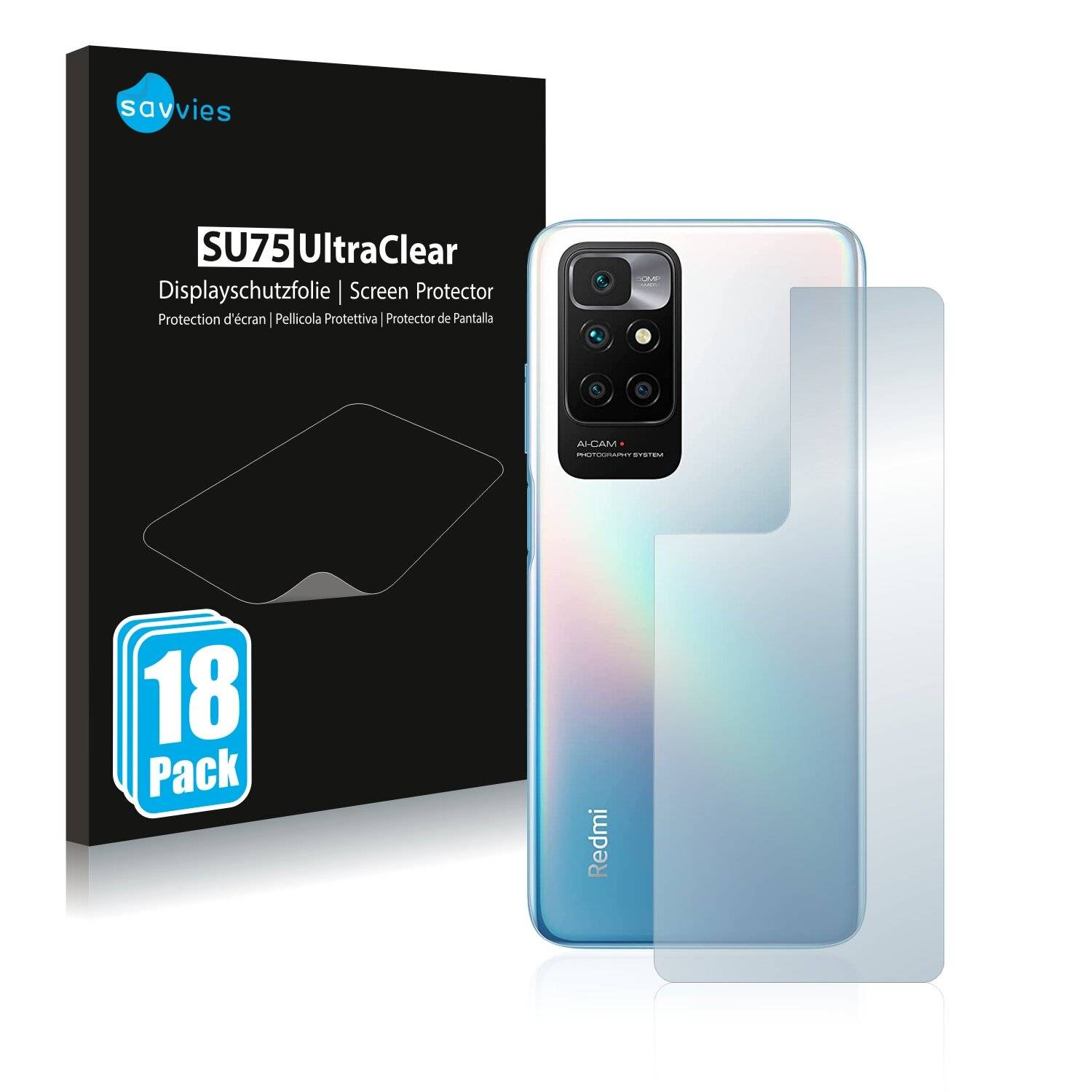 18x Savvies SU75 Displayschutzfolie für Xiaomi Redmi 10 Prime