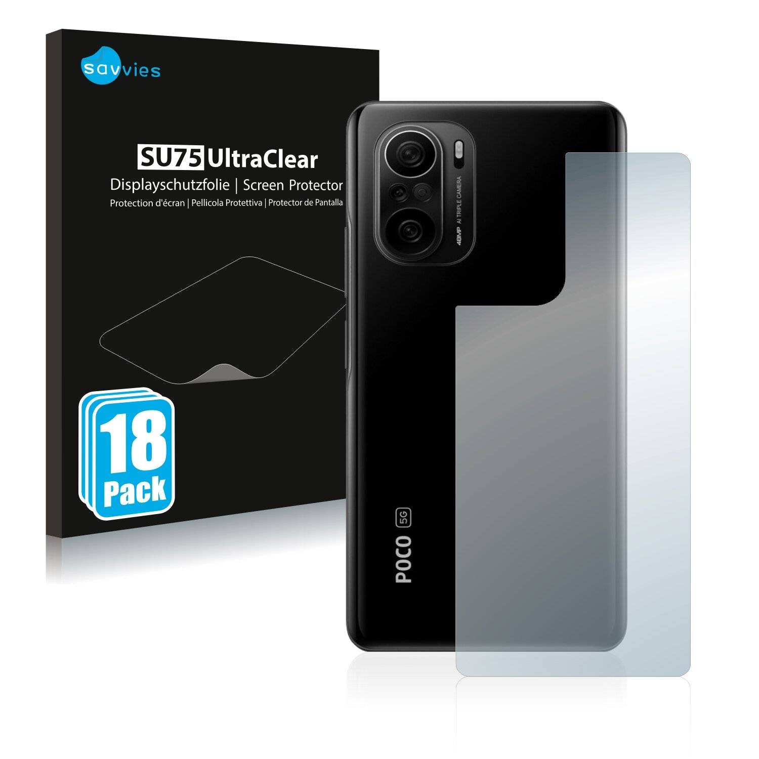 18x Savvies SU75 Displayschutzfolie für Xiaomi Poco F3