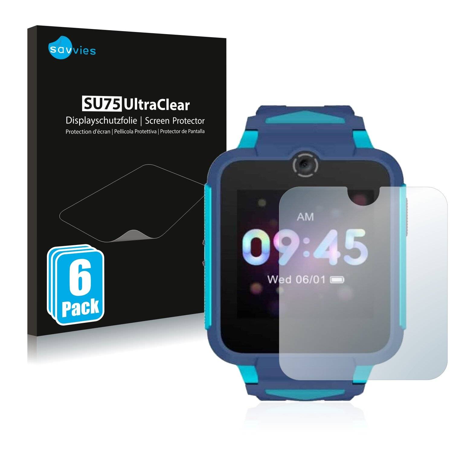 6x Savvies SU75 Displayschutzfolie für TCL Movetime Family Watch