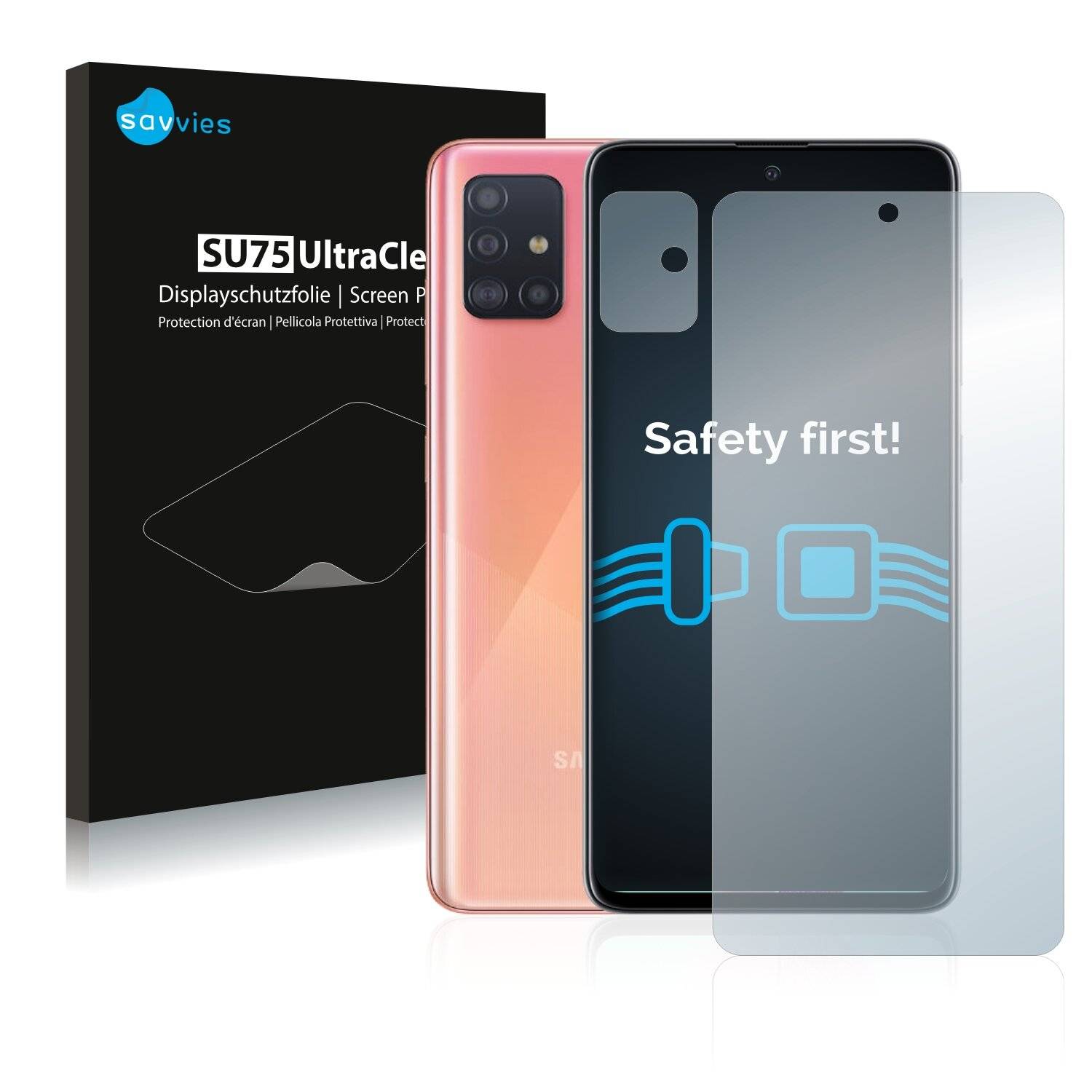 18x Savvies SU75 Displayschutzfolie für Samsung Galaxy A51 (Vorderseite +