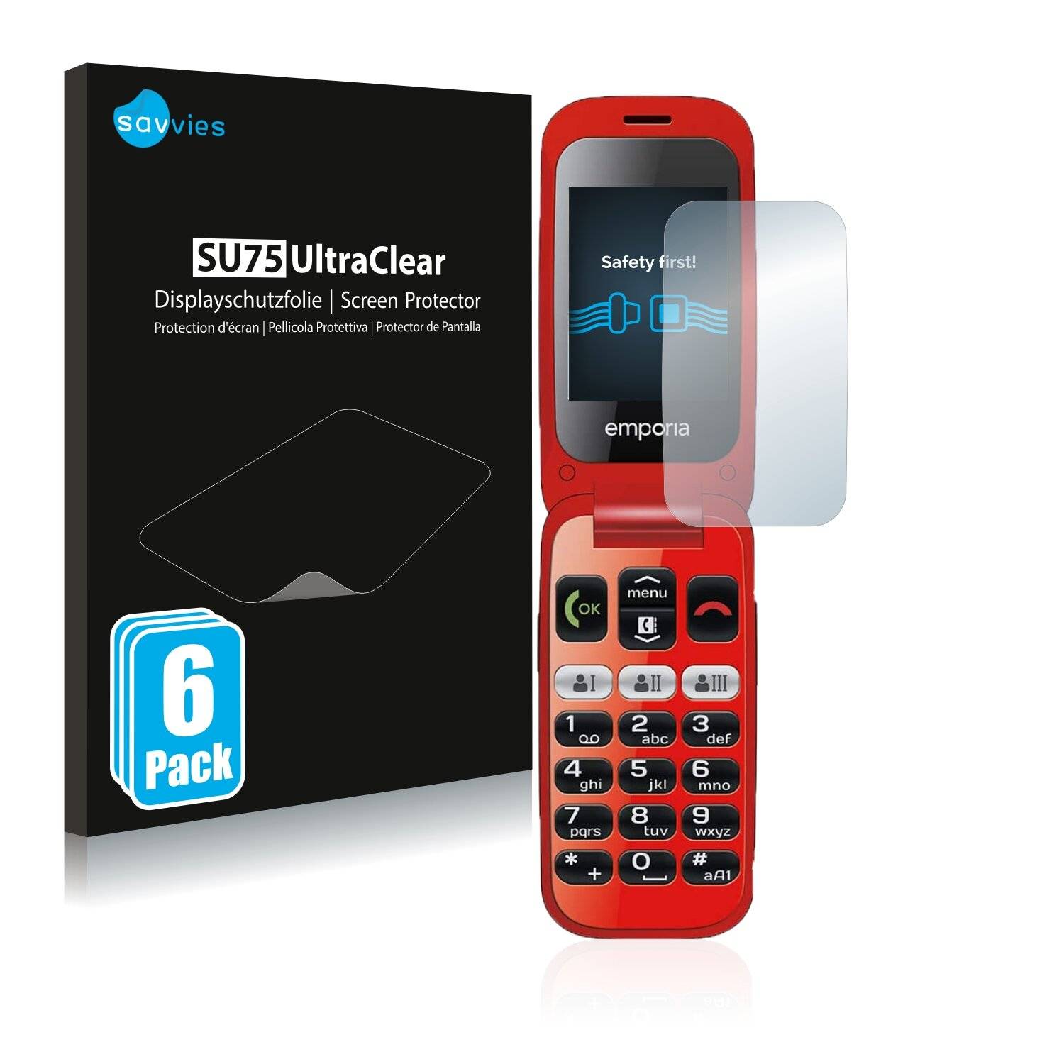 6x Savvies SU75 Displayschutzfolie für Emporia