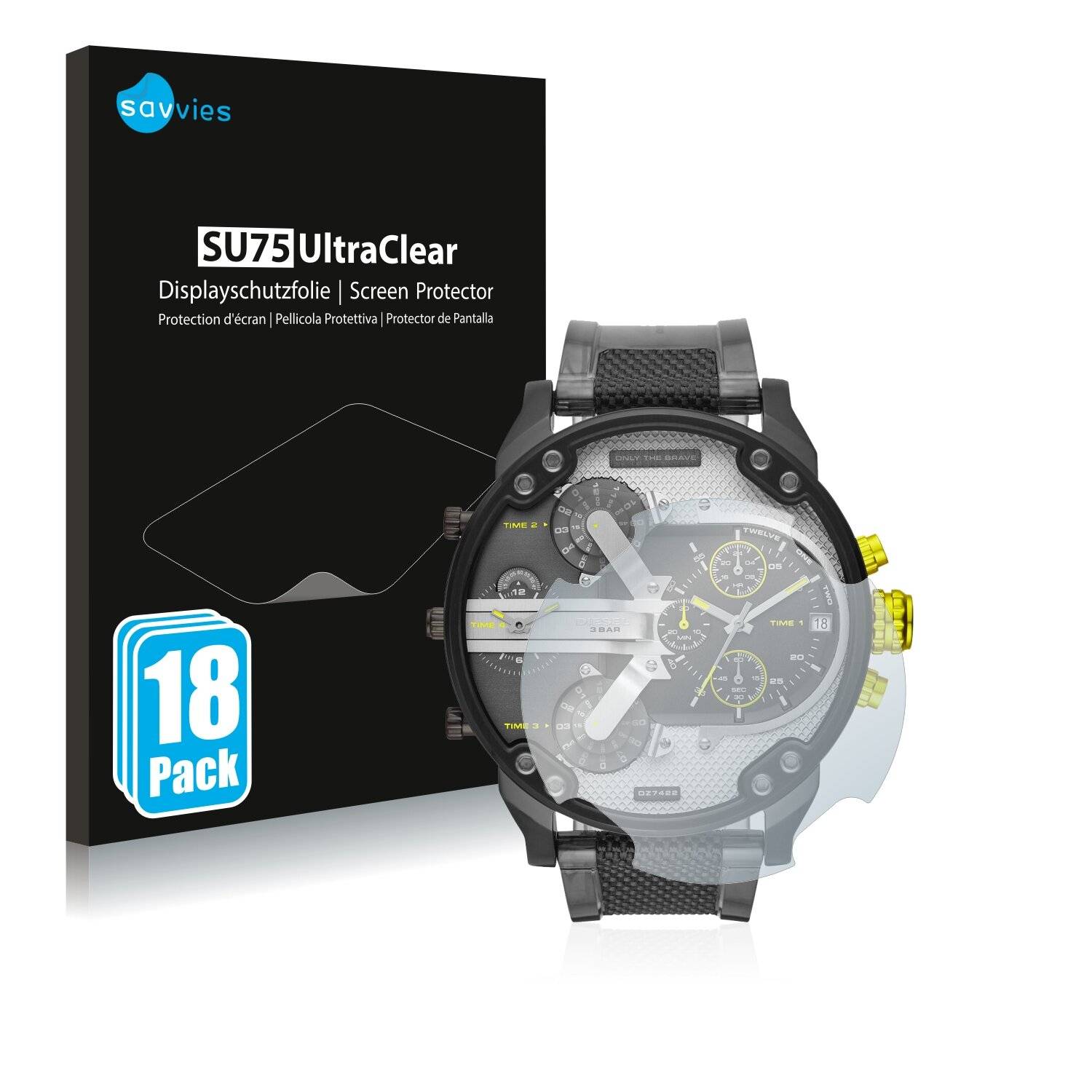 18x Savvies SU75 Displayschutzfolie für Diesel DZ7422 Mr. Daddy