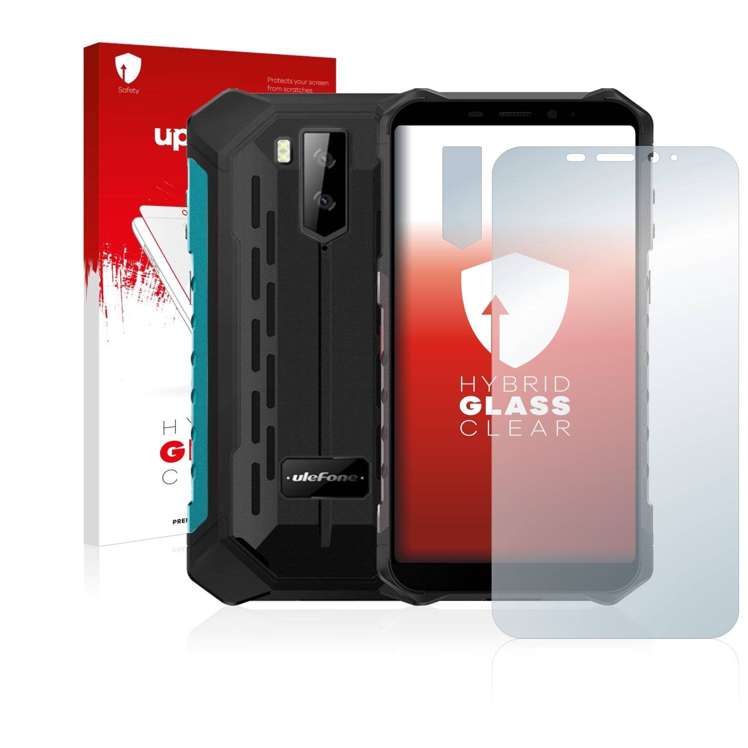 upscreen Hybrid Glass Clear Premium Schutzglas Folie für Ulefone Armor X9 (Vorderseite +