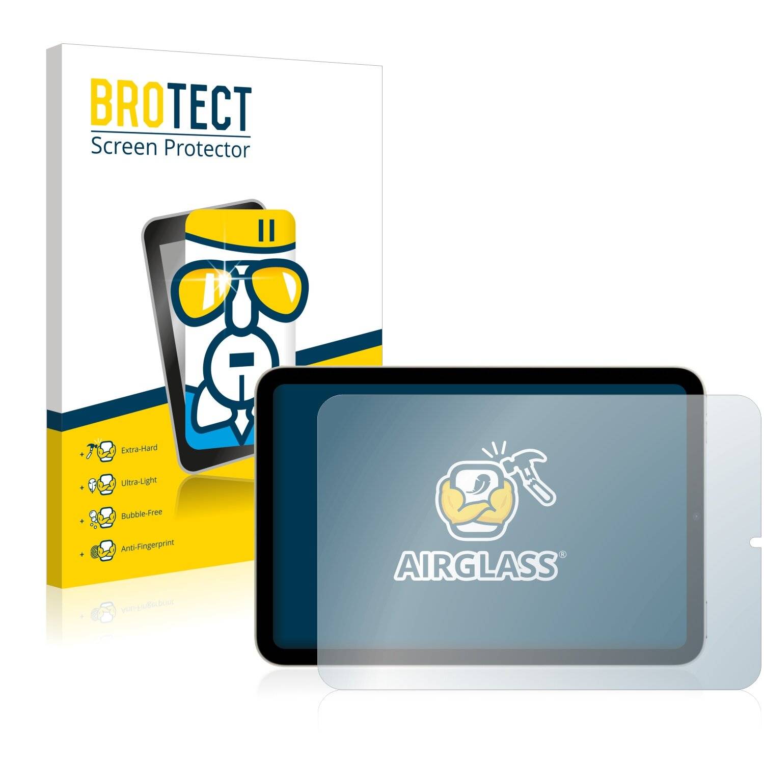 BROTECT AirGlass Schutzglas Folie für Apple iPad Mini 6 WiFi Cellular 2021 (im Querformat, 6.