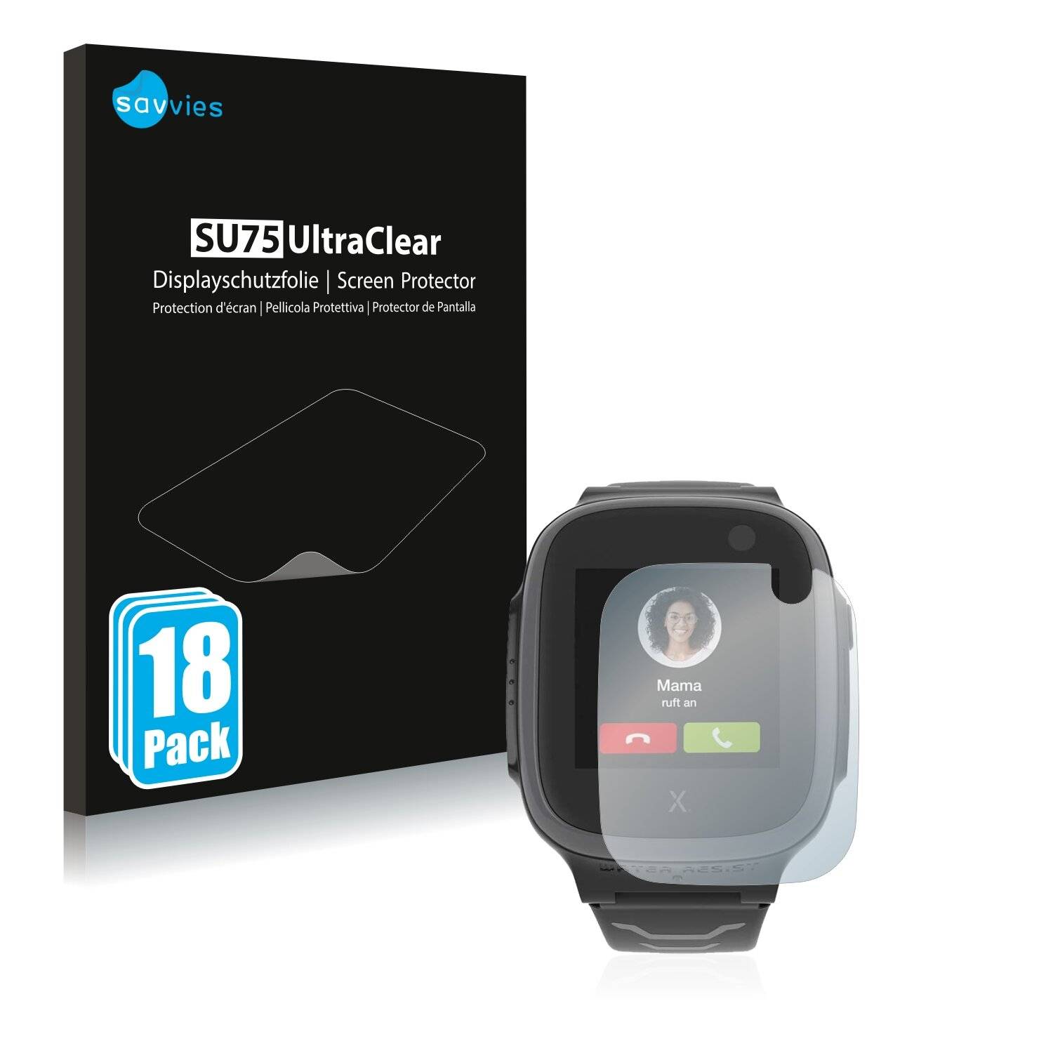 18x Savvies SU75 Displayschutzfolie für Vodafone Smart Watch