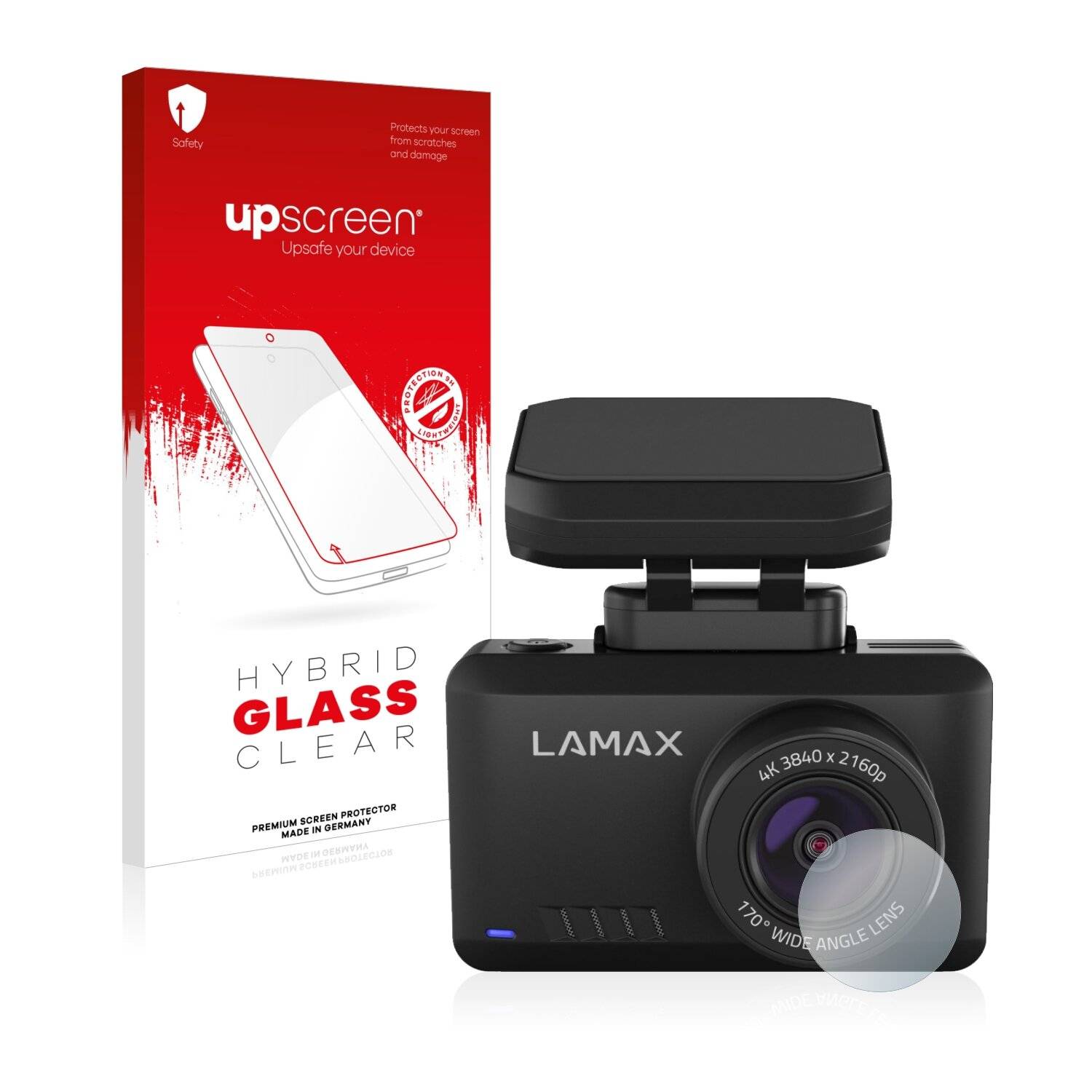 upscreen Hybrid Glass Clear Premium Schutzglas Folie für Lamax T10 Linse