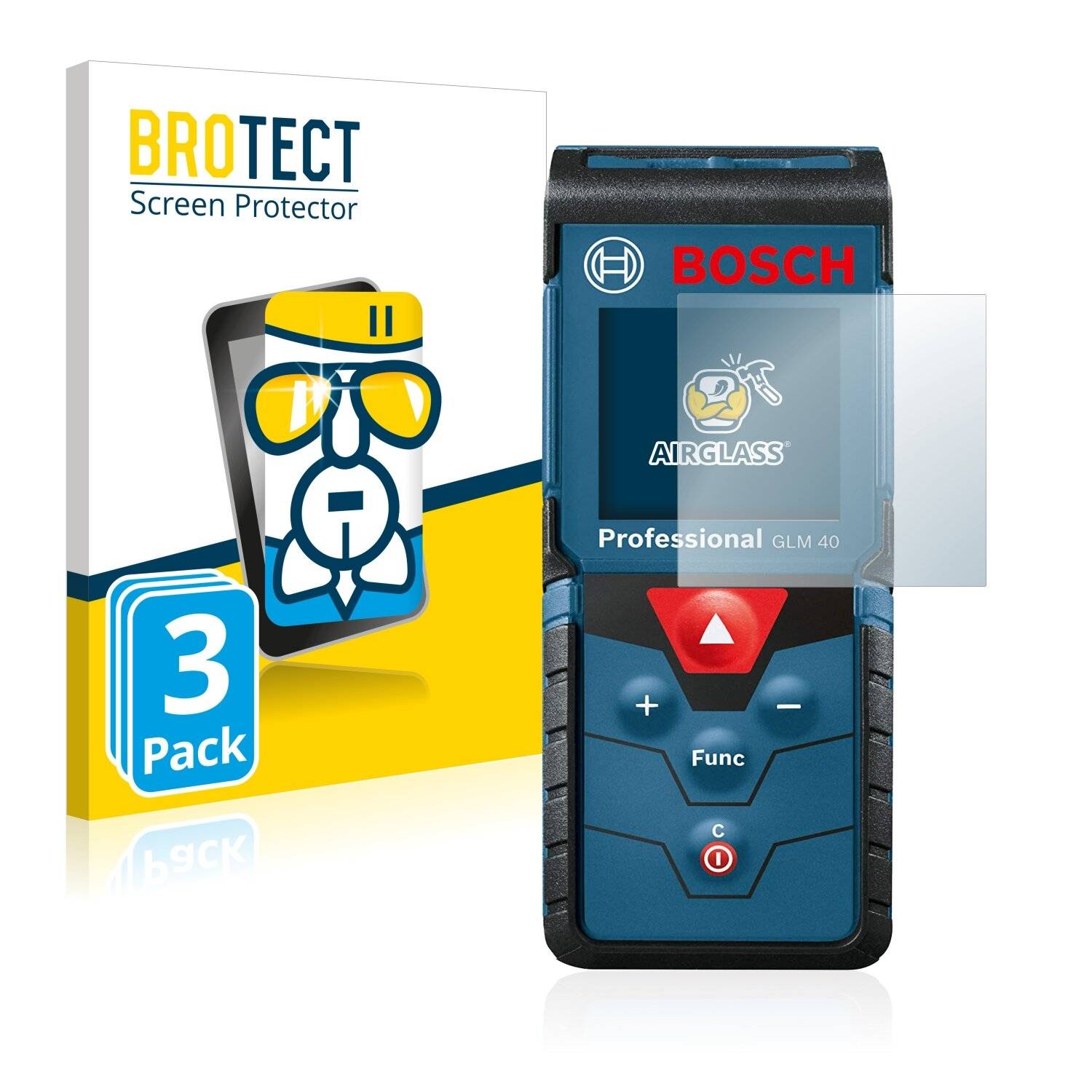 3x BROTECT AirGlass Schutzglas Folie für Bosch GLM 40