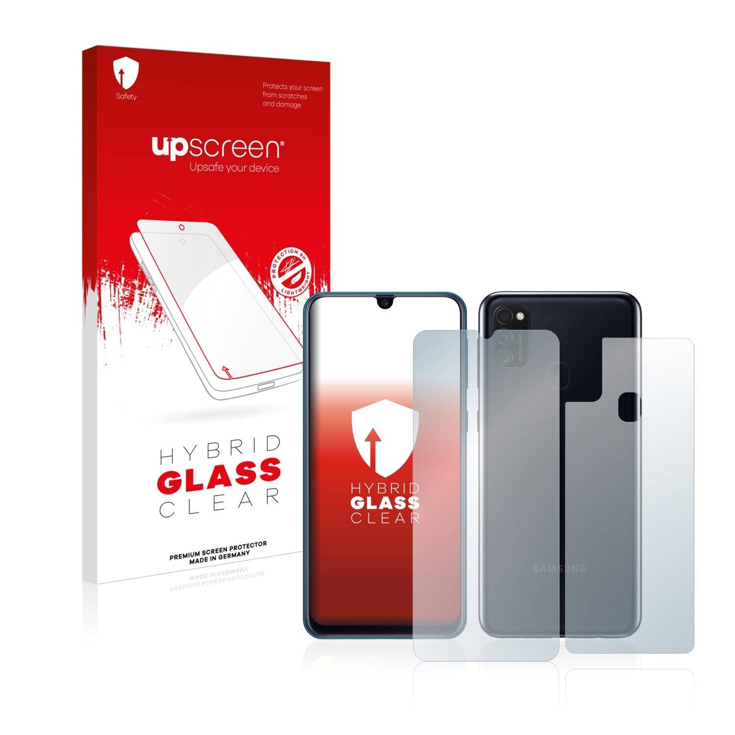 upscreen Hybrid Glass Clear Premium Schutzglas Folie für Samsung Galaxy M21 2021 (Vorder +