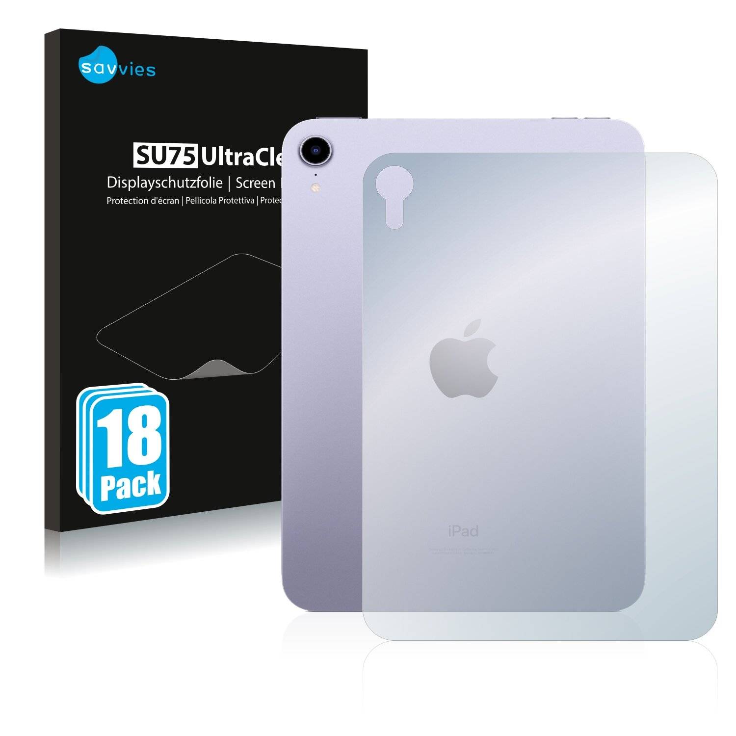 18x Savvies SU75 Displayschutzfolie für Apple iPad Mini 6 WiFi Cellular 2021 (Rückseite, 6