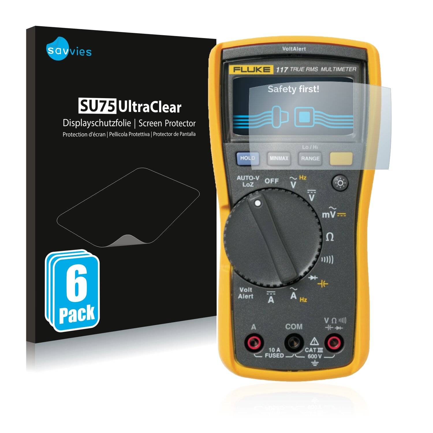 6x Savvies SU75 Displayschutzfolie für Fluke MultiMeter