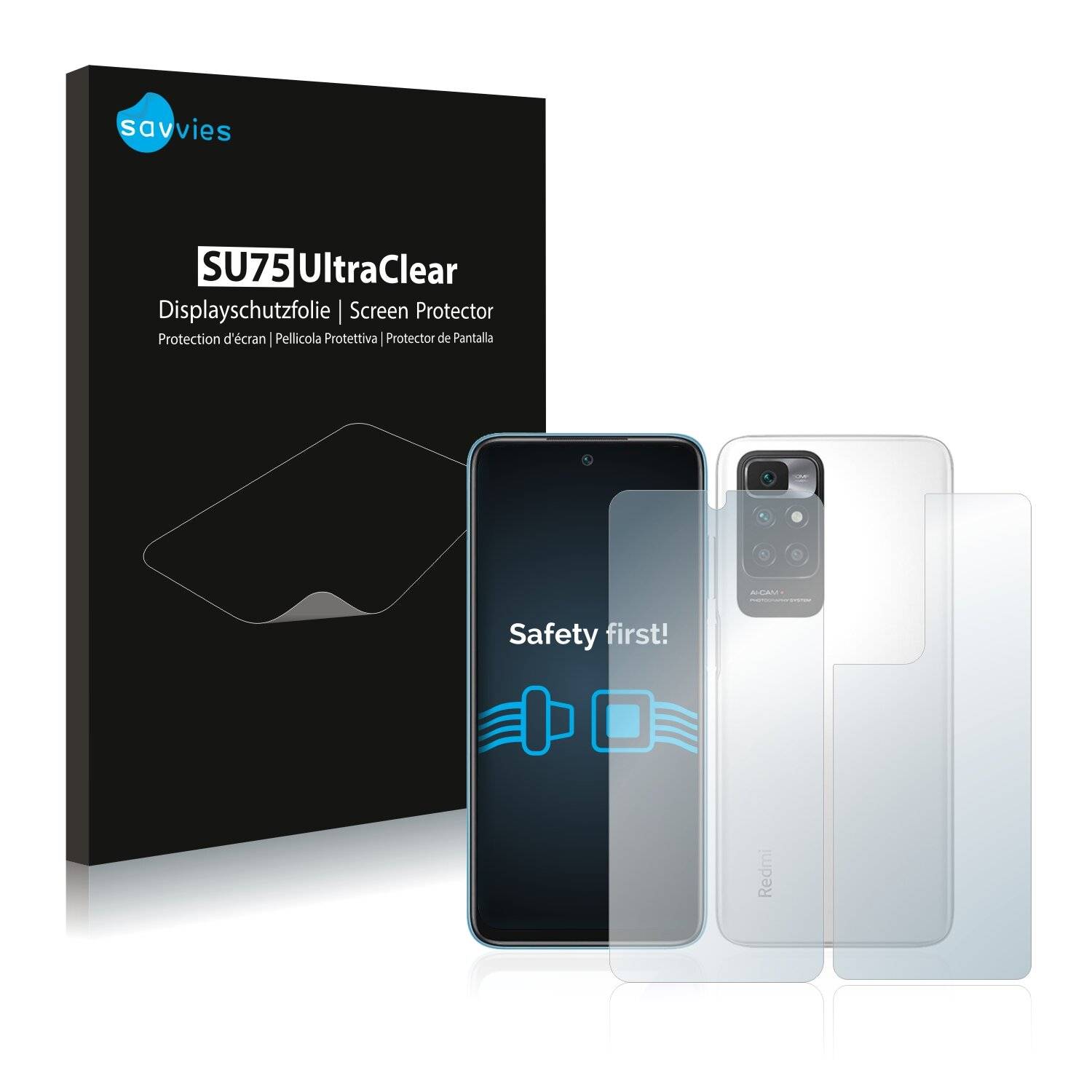 18x Savvies SU75 Displayschutzfolie für Xiaomi Redmi 10 (Vorder +