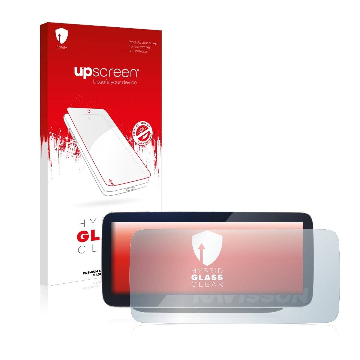 upscreen Hybrid Glass Clear Premium Schutzglas Folie für Navisson Multimedia System Mercedes