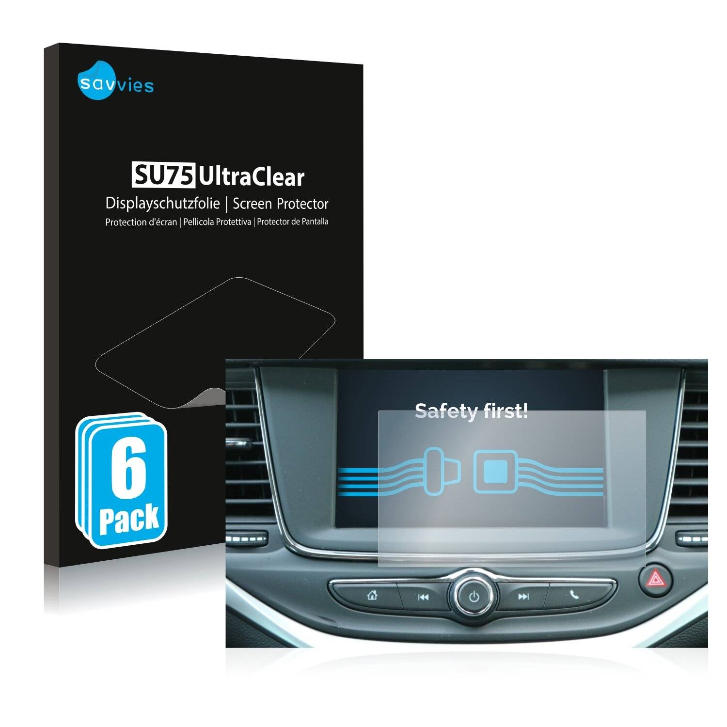 6x Savvies SU75 Displayschutzfolie für Opel Astra K IntelliLink R 4.0
