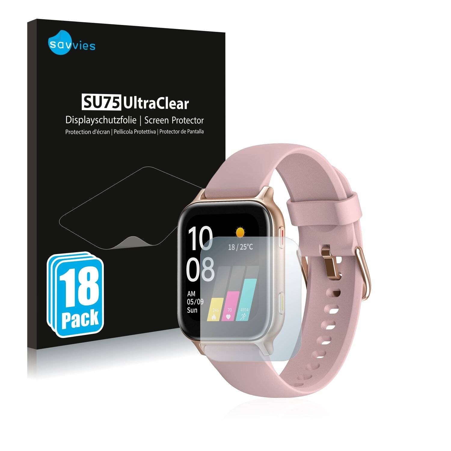 18x Savvies SU75 Displayschutzfolie für Umidigi Uwatch