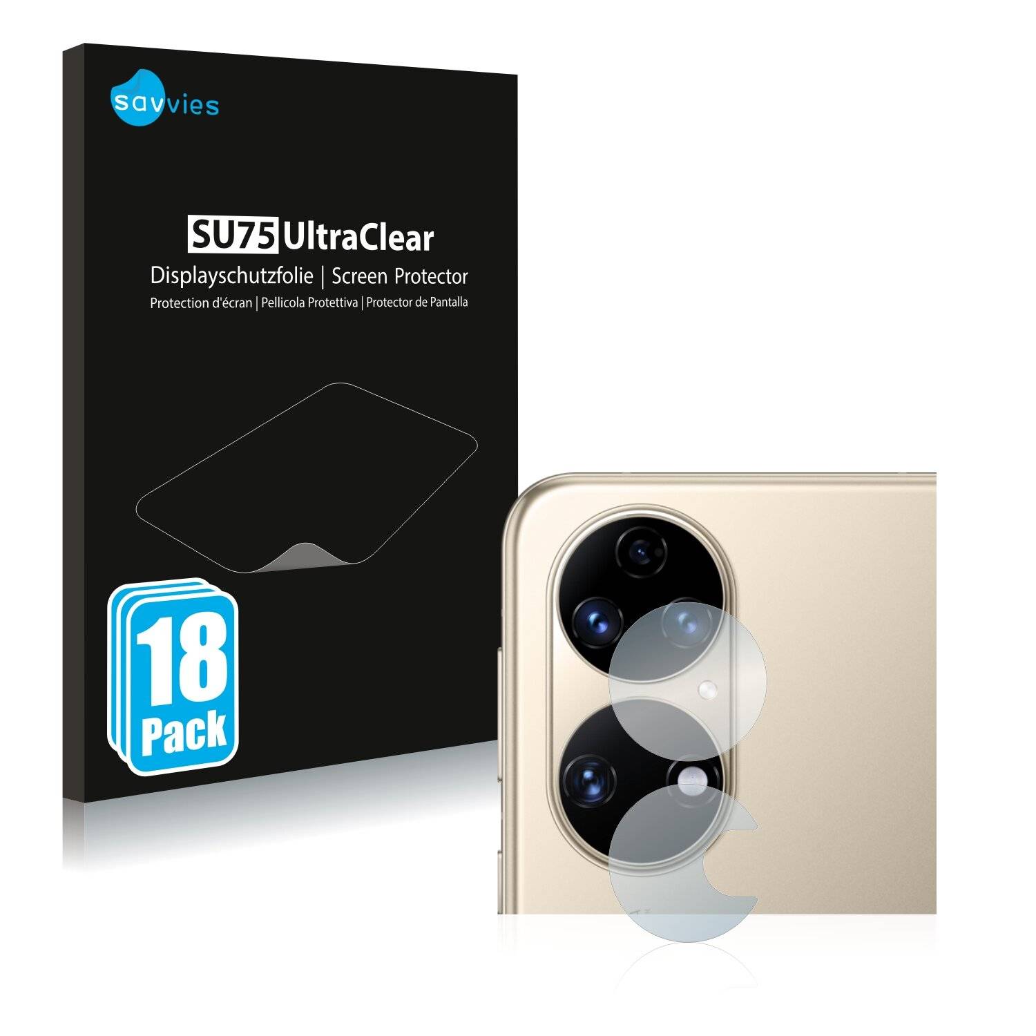 18x Savvies SU75 Displayschutzfolie für Huawei P50 (NUR
