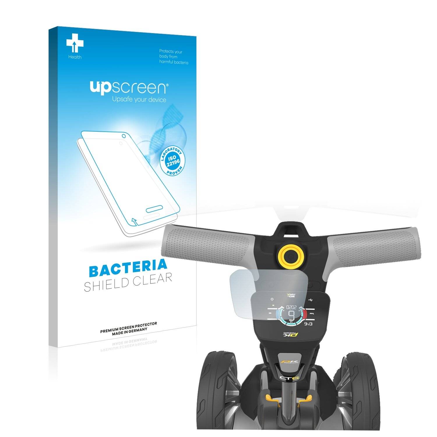 upscreen Bacteria Shield Clear Premium Antibakterielle Displayschutzfolie für PowaKaddy