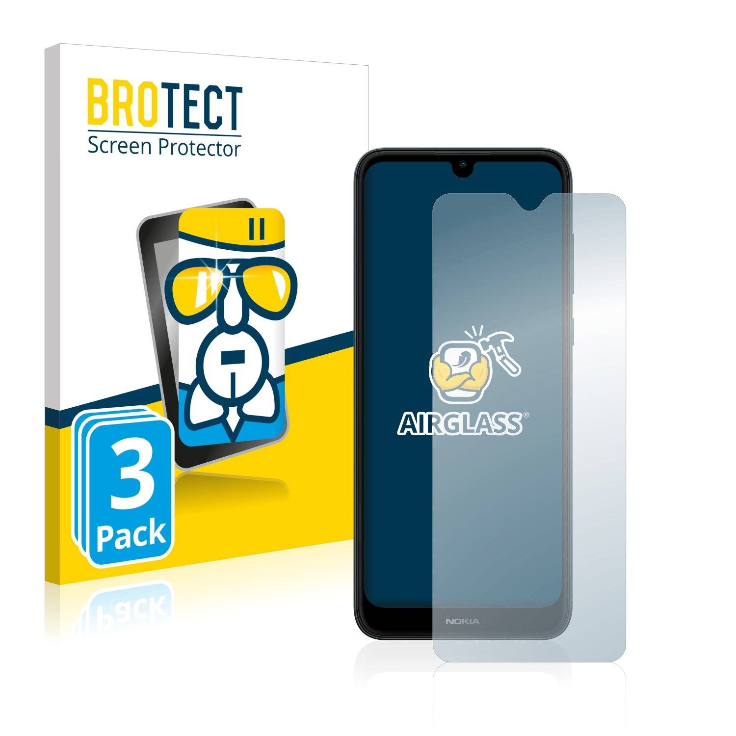 3x BROTECT AirGlass Schutzglas Folie für Nokia