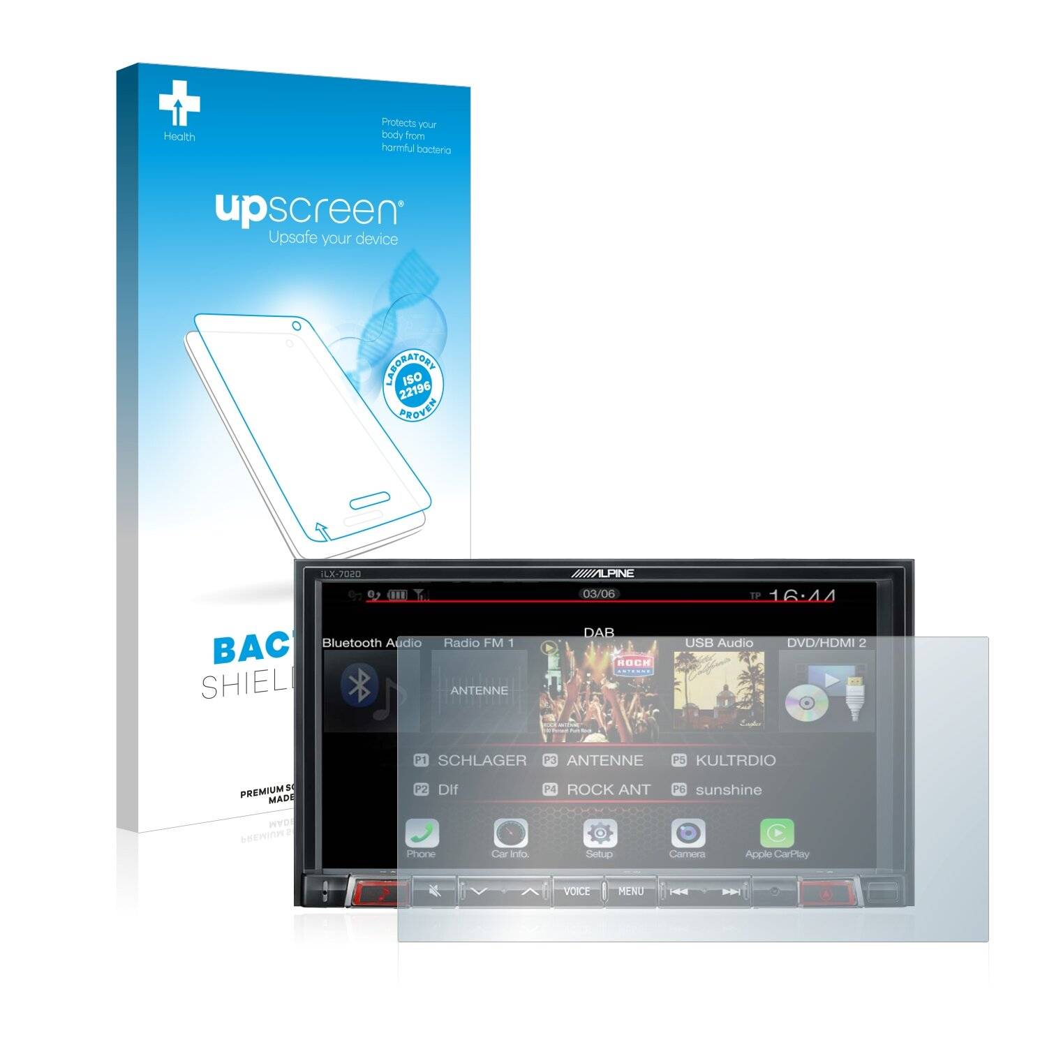 upscreen Bacteria Shield Clear Premium Antibakterielle Displayschutzfolie für Alpine