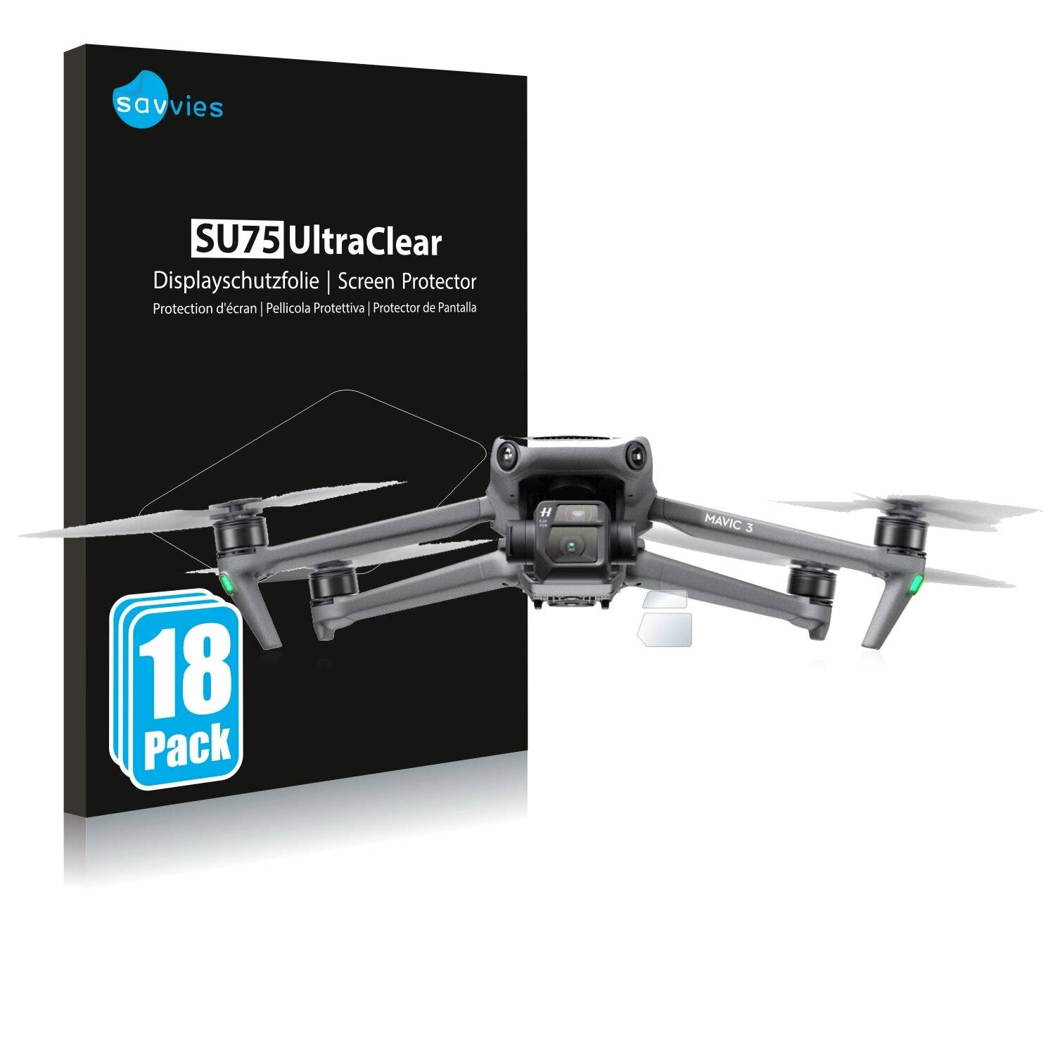 18x Savvies SU75 Displayschutzfolie für DJI Mavic