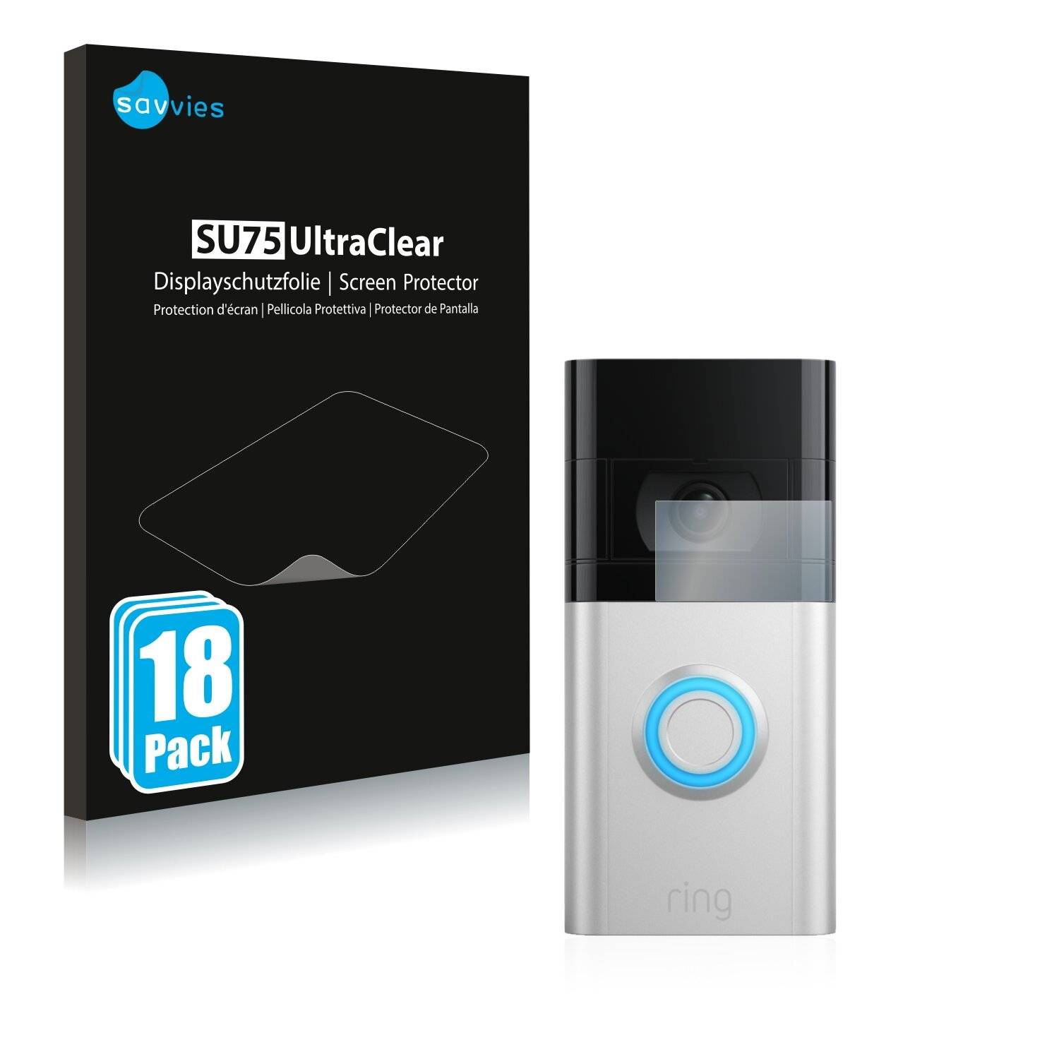 18x Savvies SU75 Displayschutzfolie für Ring Video Doorbell