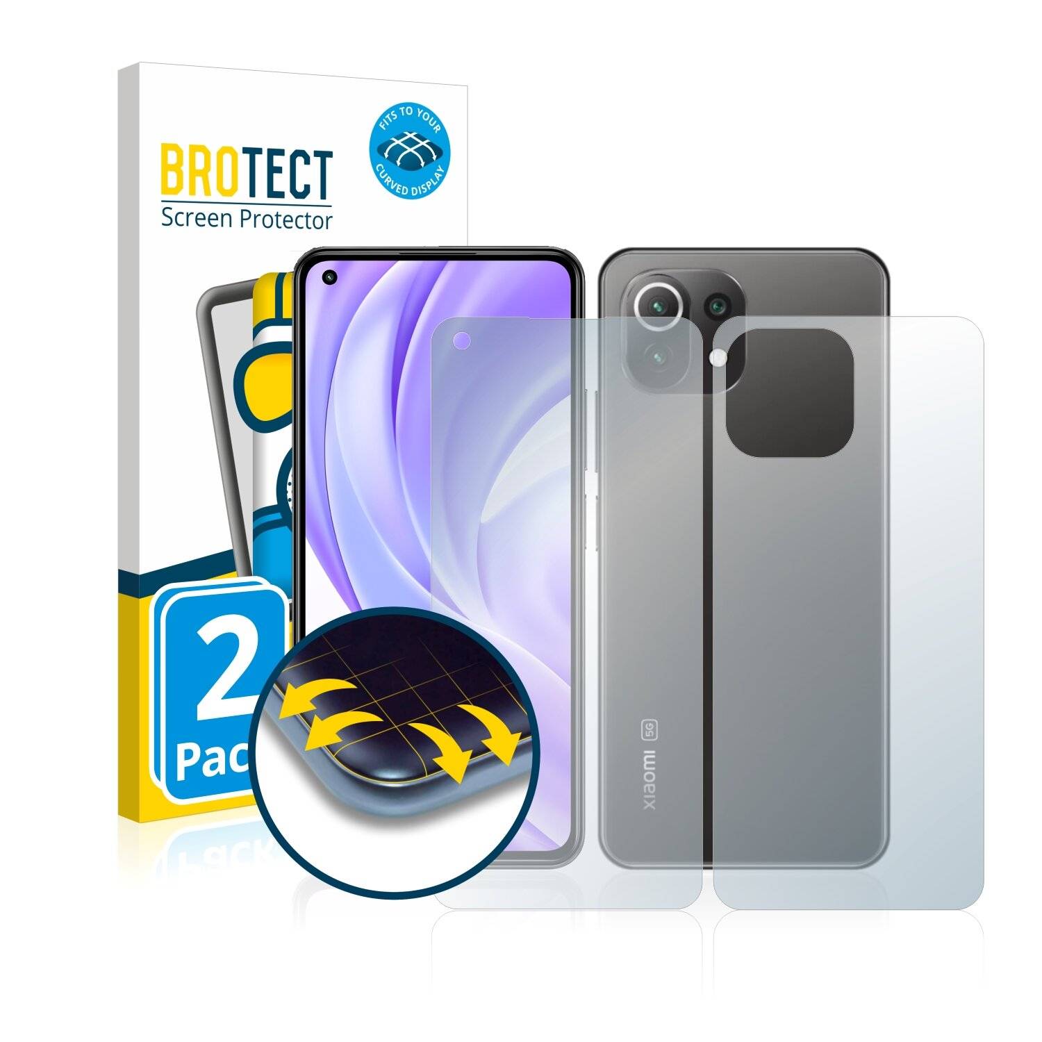 2x BROTECT Flex Matte Full-Cover Displayschutzfolie für Xiaomi Mi 11 Lite 5G (Vorder +