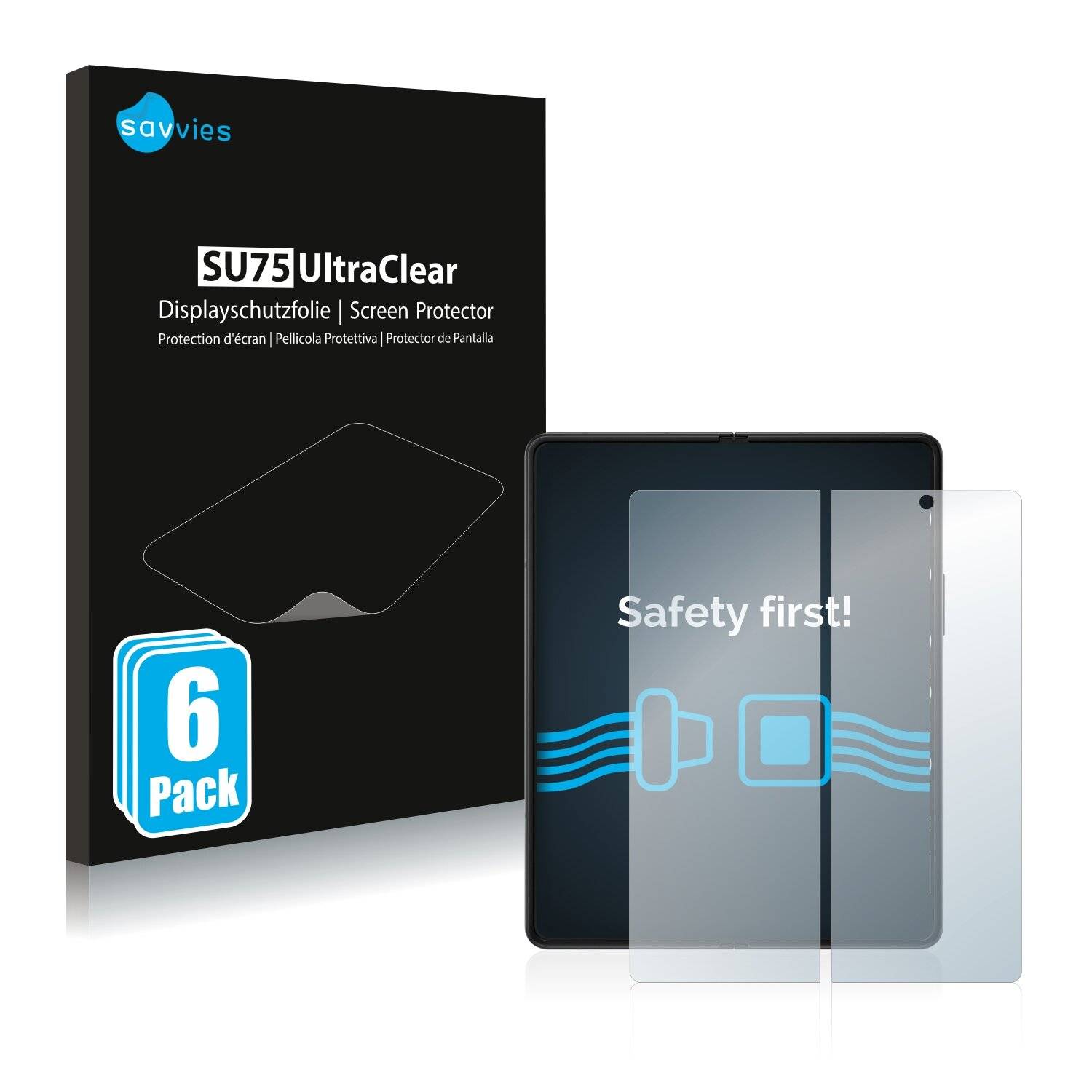 6x Savvies SU75 Displayschutzfolie für Samsung Galaxy Z Fold 3 5G (Inneres