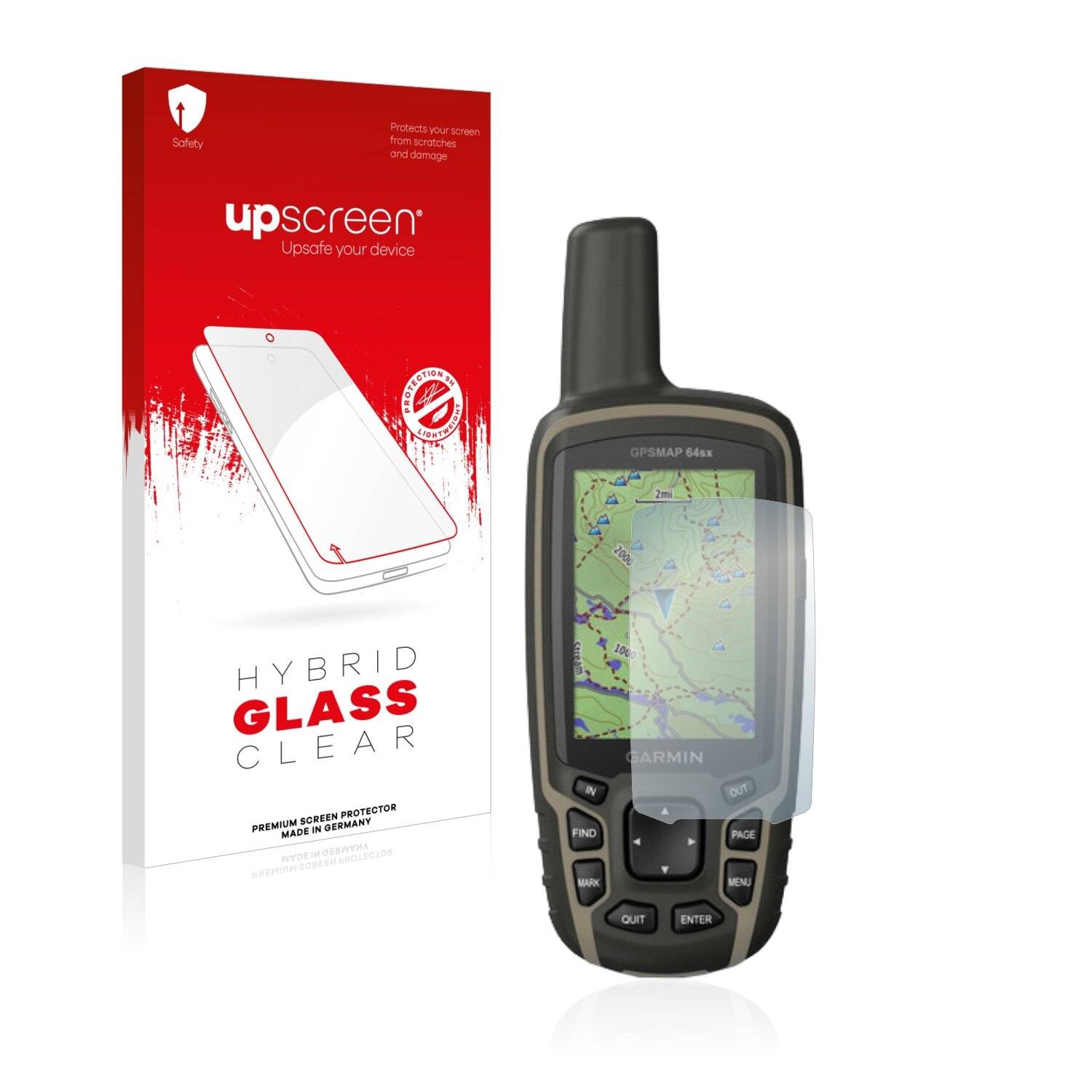 upscreen Hybrid Glass Clear Premium Schutzglas Folie für Garmin GPSMAP