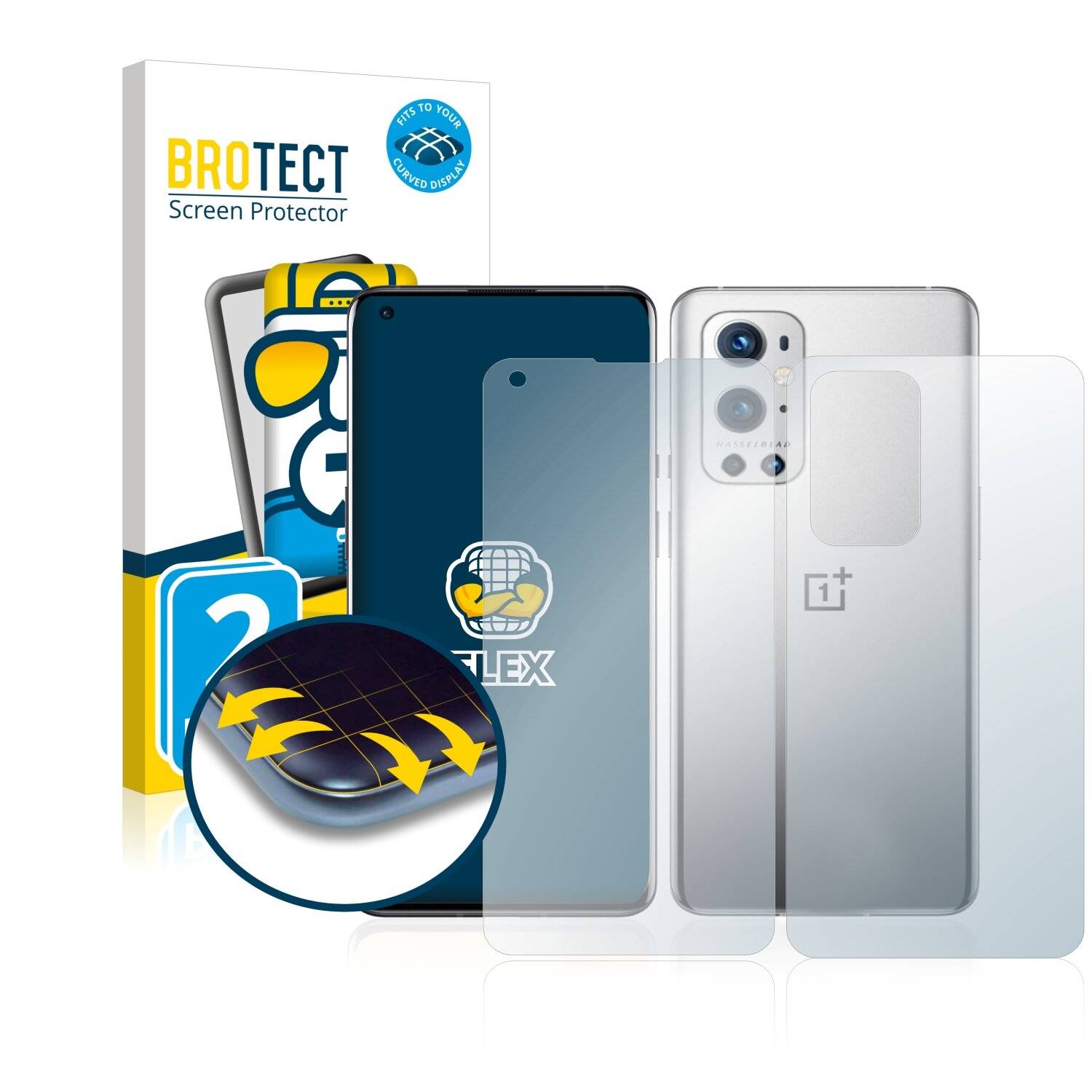 2x BROTECT Flex Full-Cover Displayschutzfolie für OnePlus 9 Pro (Vorder +