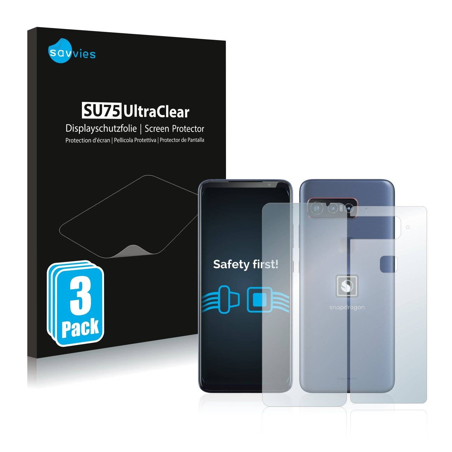 6x Savvies SU75 Displayschutzfolie für Asus Smartphone for Snapdragon Insiders (Vorder +