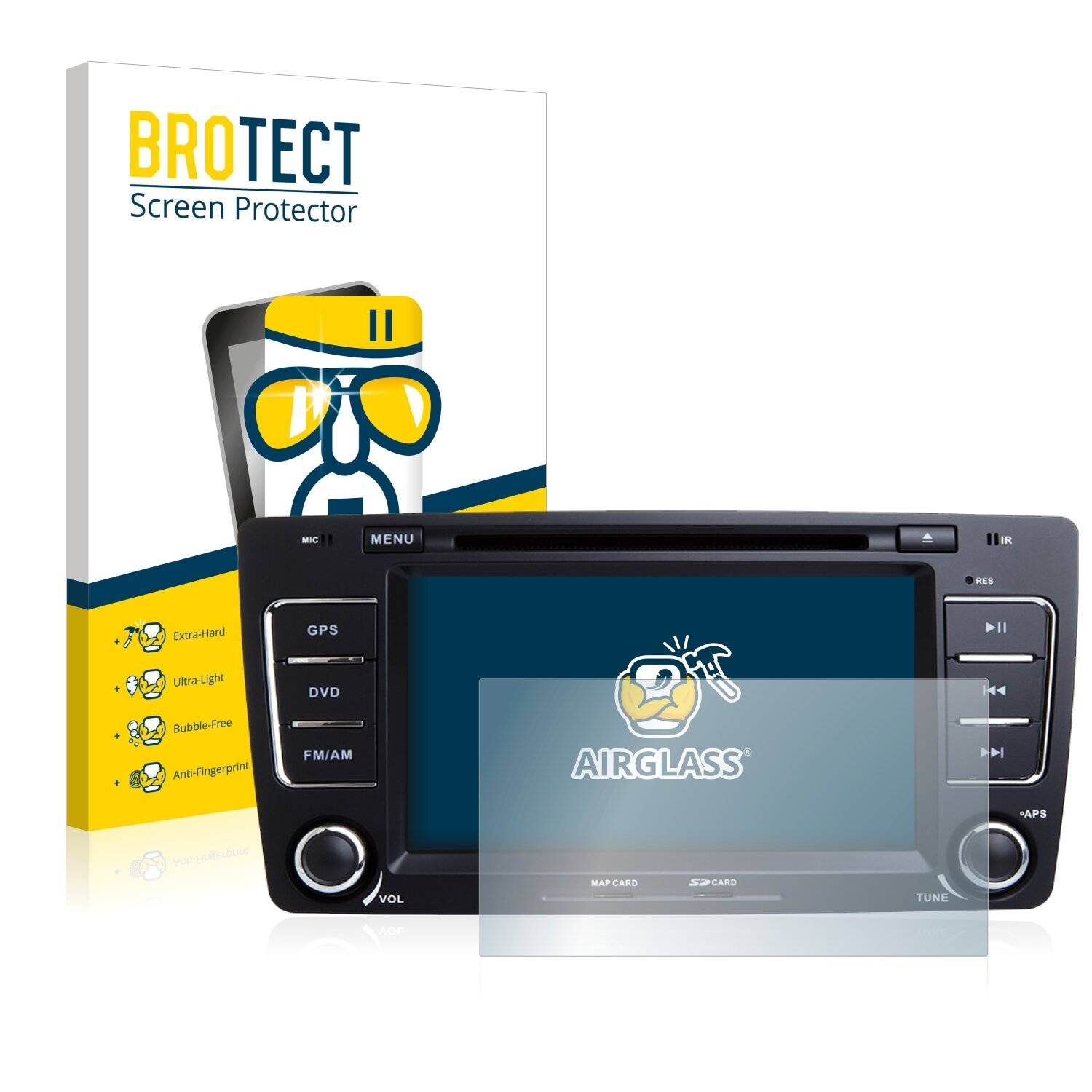 BROTECT AirGlass Schutzglas Folie für Skoda Octavia 2008 Infotainment