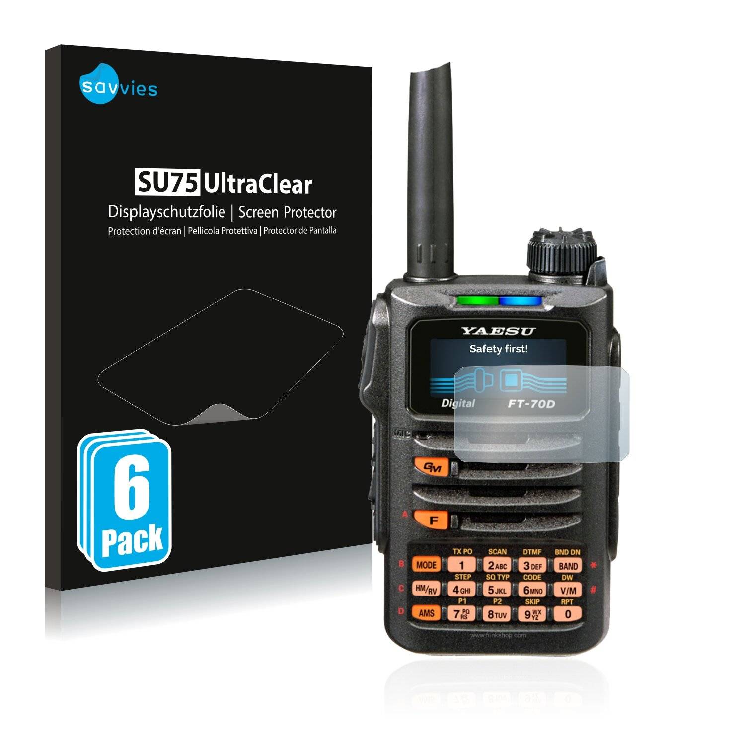 6x Savvies SU75 Displayschutzfolie für Yaesu