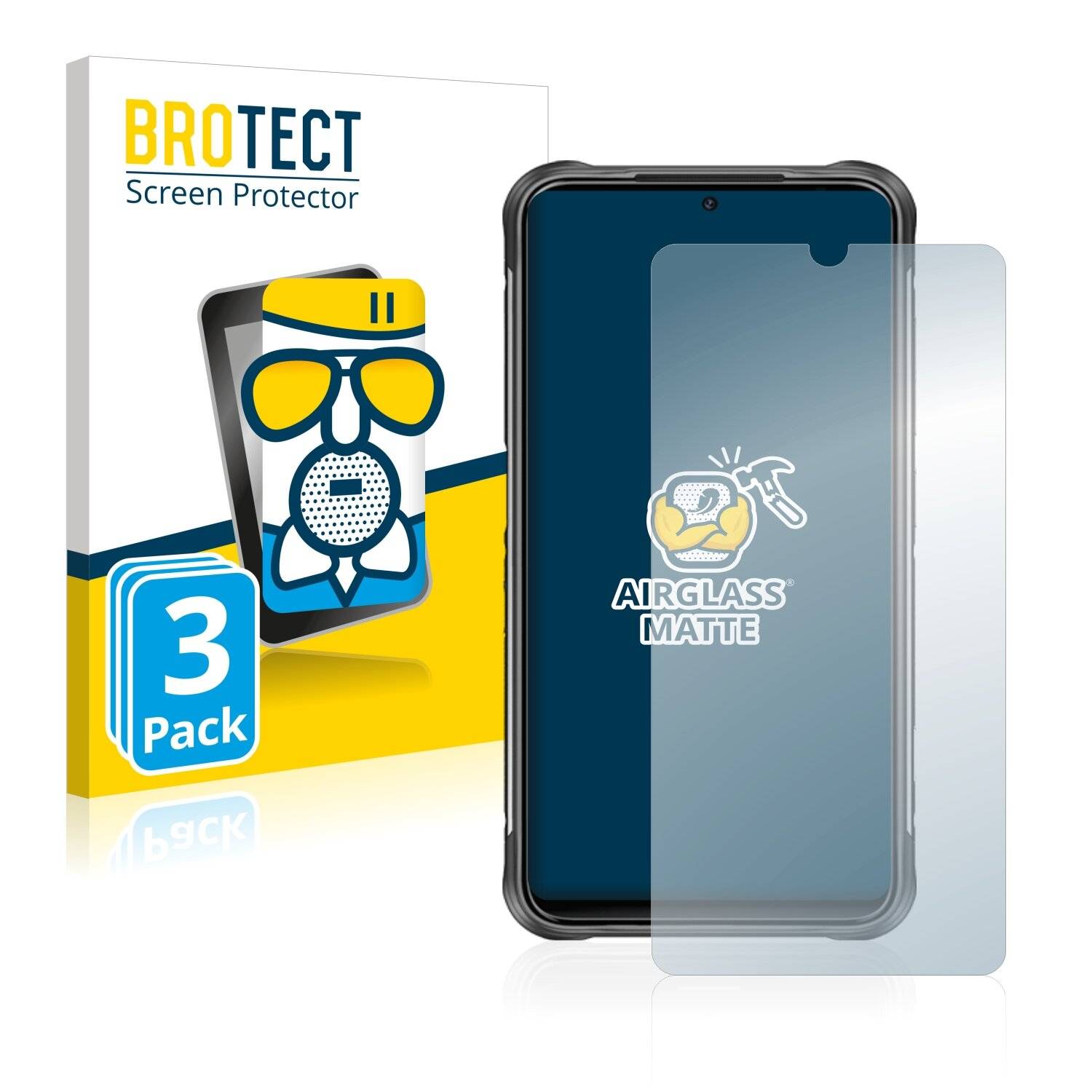 3x BROTECT AirGlass Matte Schutzglas Folie für Umidigi Bison