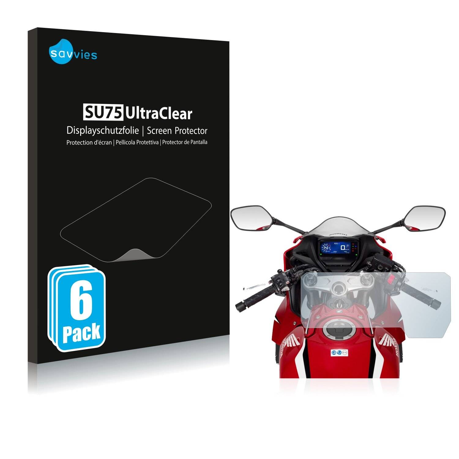 6x Savvies SU75 Displayschutzfolie für Honda CBR650R