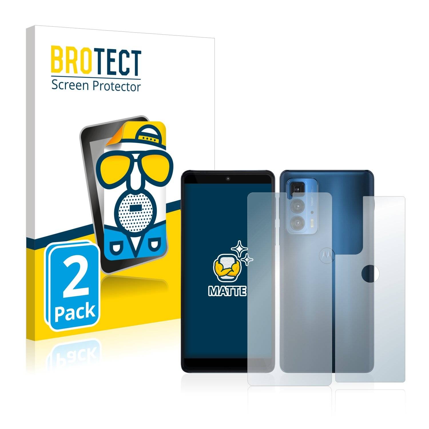 2x BROTECT Matte Displayschutzfolie für Motorola Edge 20 Pro (Vorder + Rückseite) -