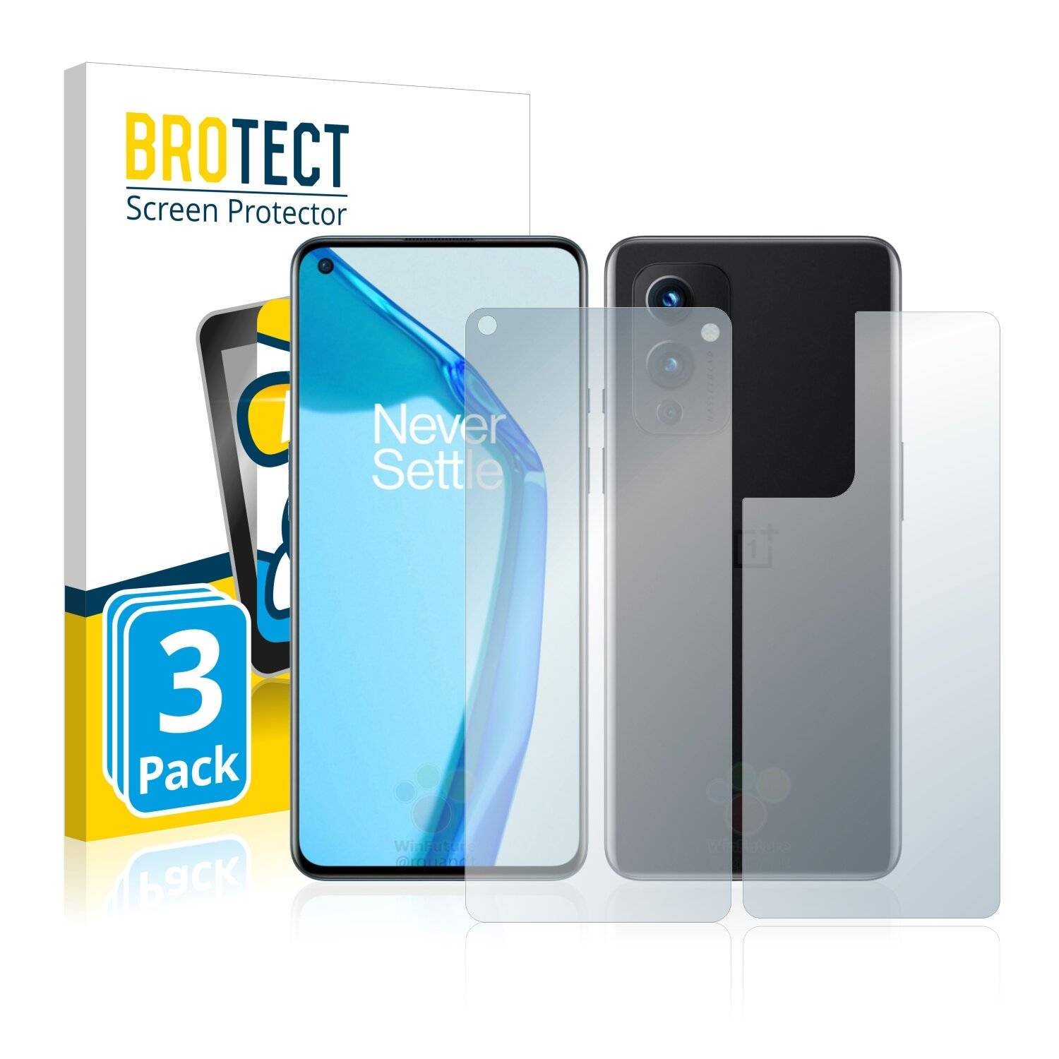 3x BROTECT AirGlass Schutzglas Folie für OnePlus 9 (Vorder +