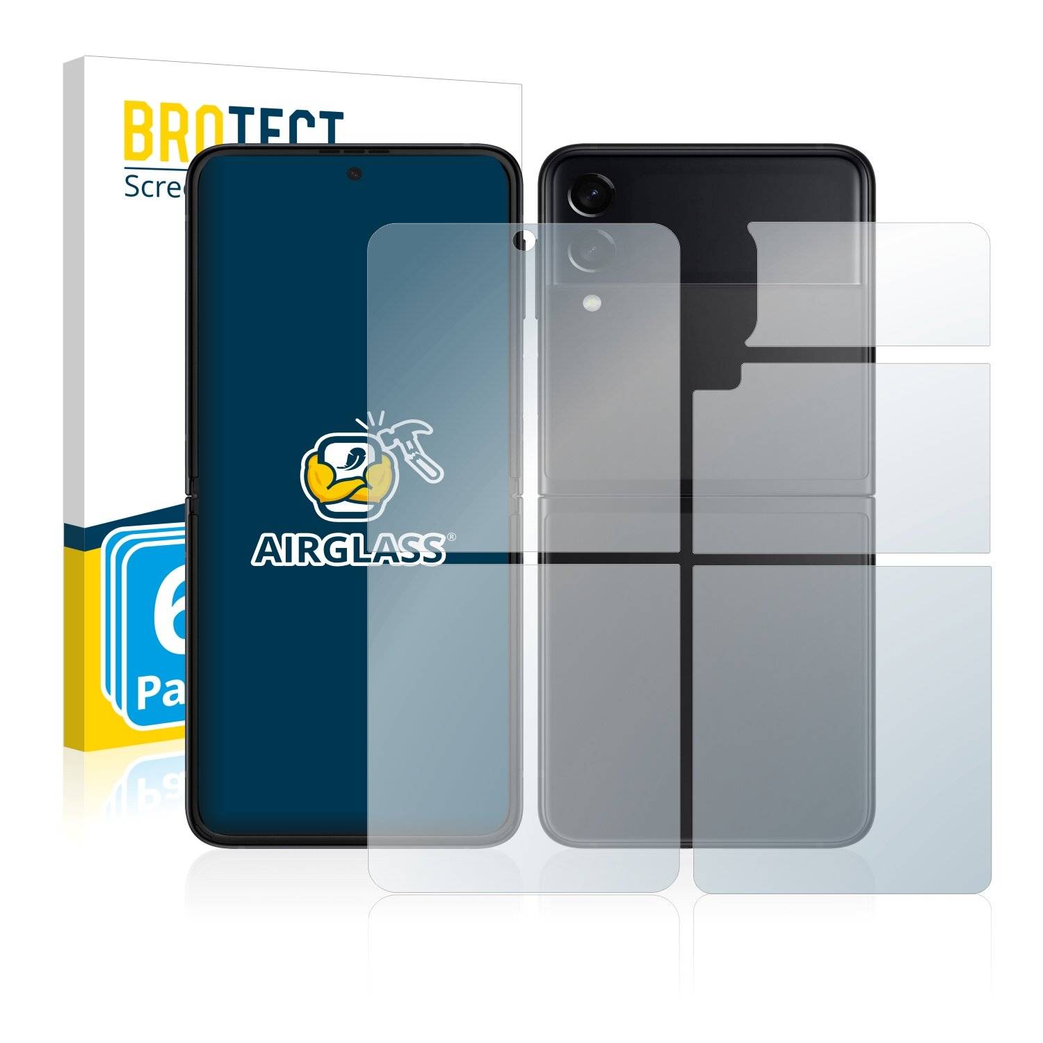 6x BROTECT AirGlass Schutzglas Folie für Samsung Galaxy Z Flip 3 5G (Vorder +