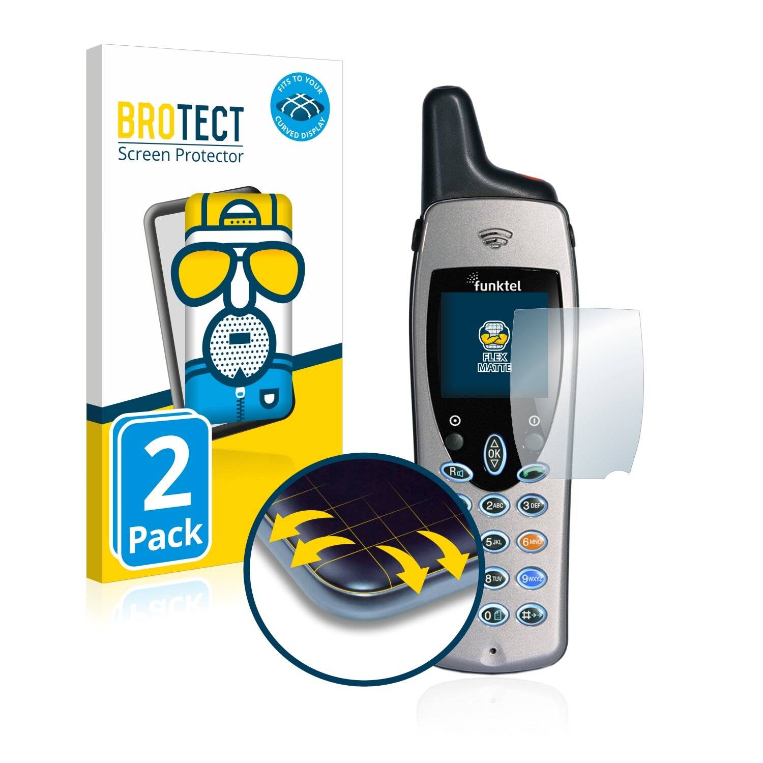 2x BROTECT Flex Matte Full-Cover Displayschutzfolie für Funktel FC4
