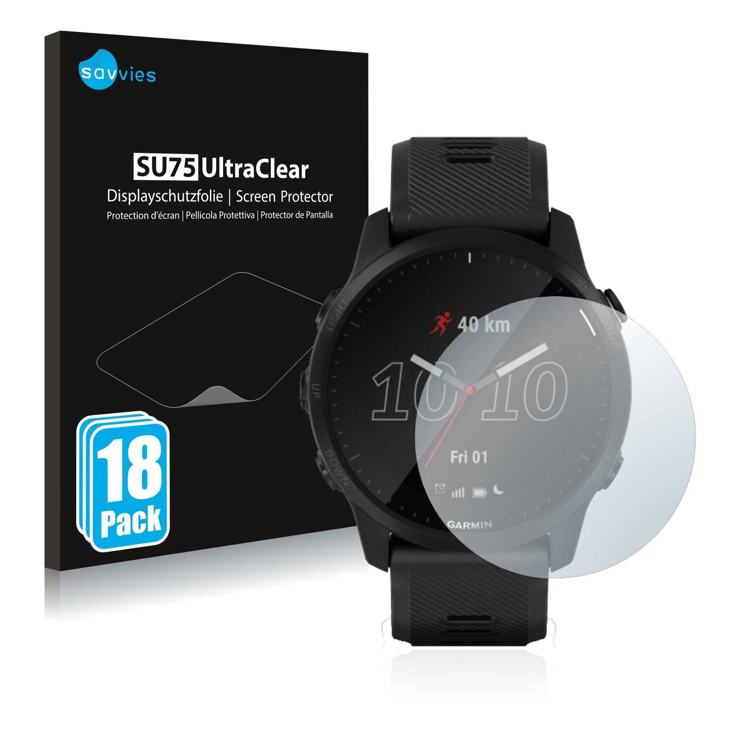 18x Savvies SU75 Displayschutzfolie für Garmin Forerunner 945