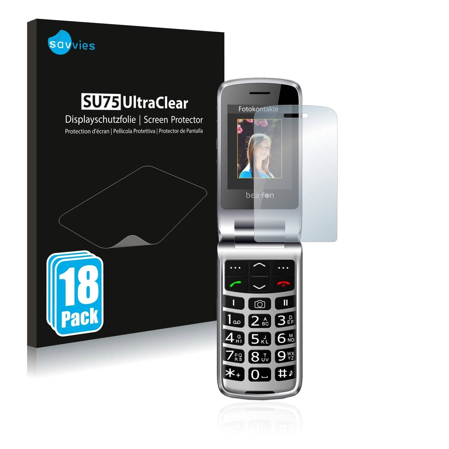 18x Savvies SU75 Displayschutzfolie für Beafon SL595 plus (Inneres