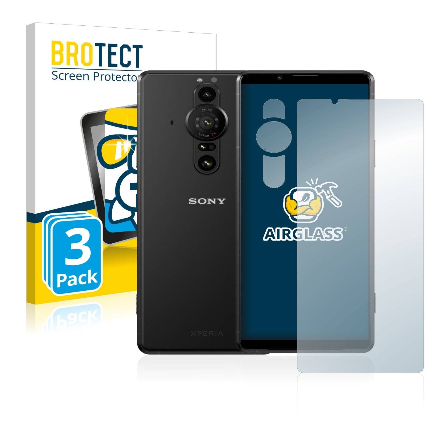 3x BROTECT AirGlass Schutzglas Folie für Sony Xperia Pro-I (Vorderseite +
