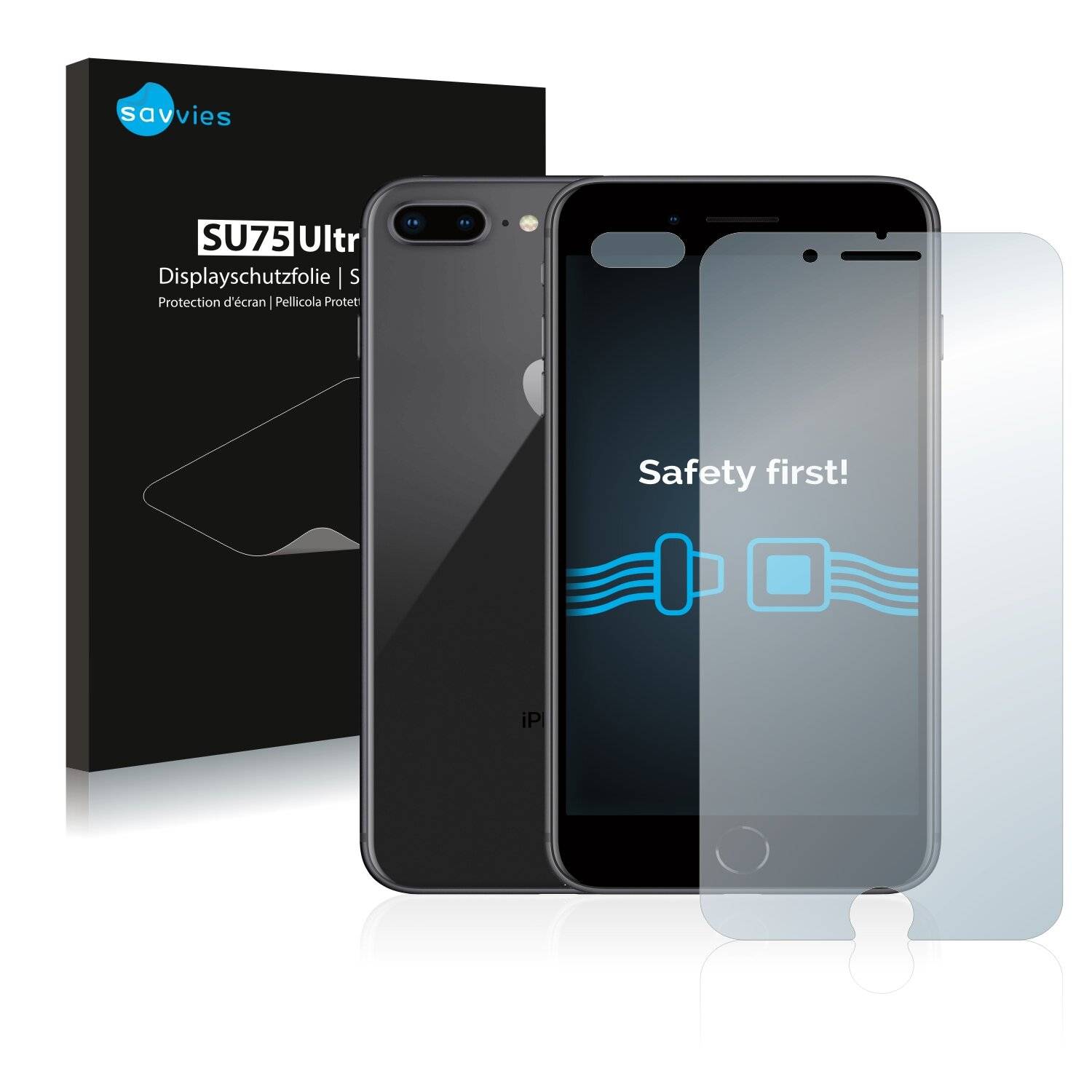 18x Savvies SU75 Displayschutzfolie für Apple iPhone 8 Plus (Vorderseite +
