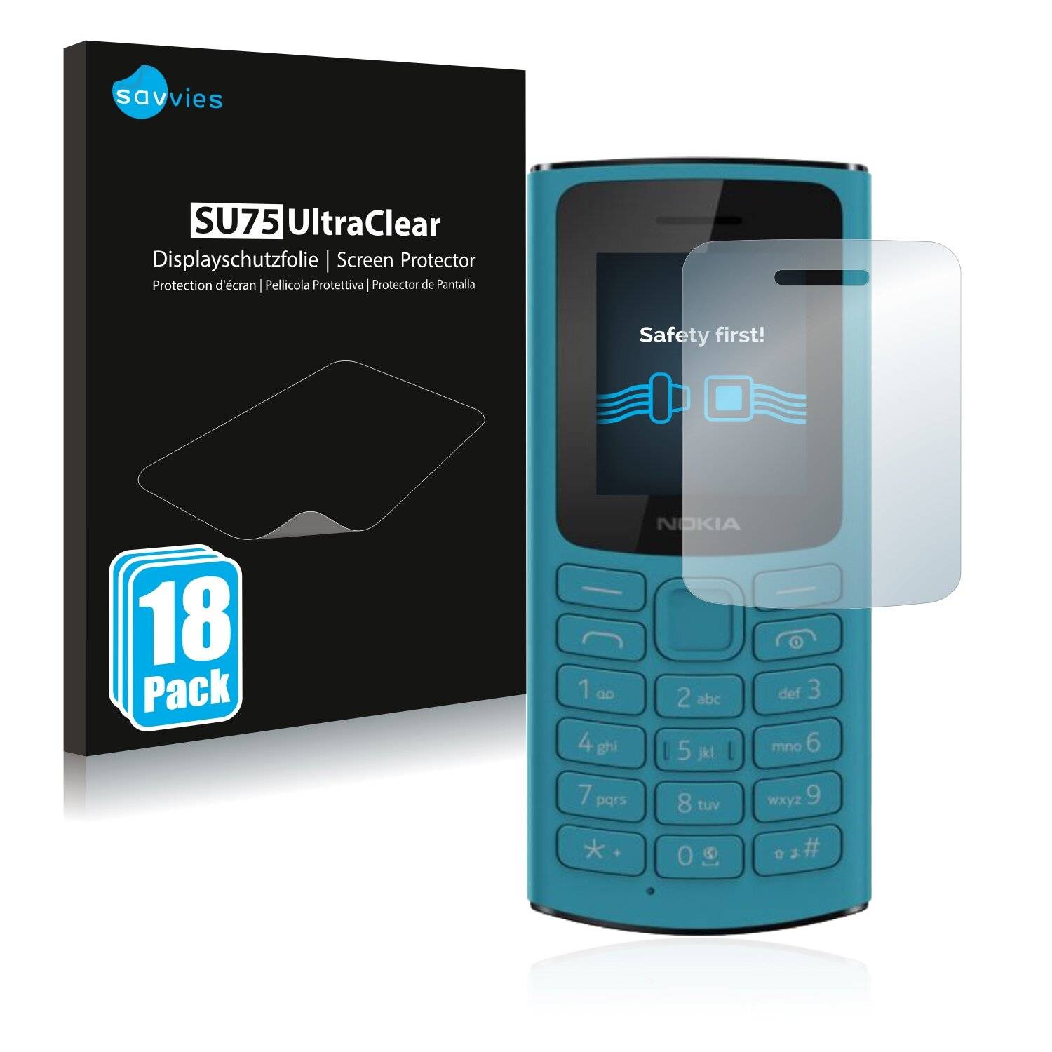 18x Savvies SU75 Displayschutzfolie für Nokia 110 4G