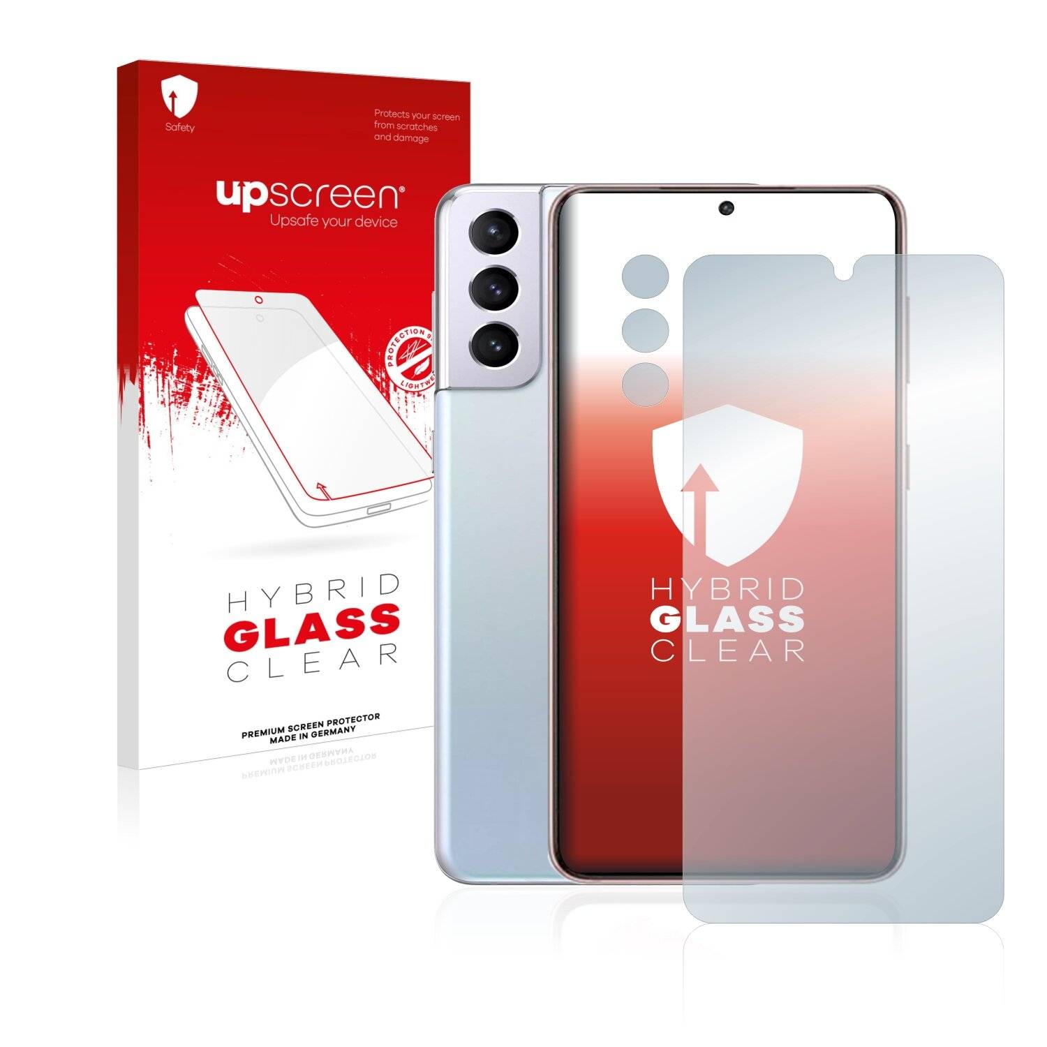 upscreen Hybrid Glass Clear Premium Schutzglas Folie für Samsung Galaxy S21 (Vorderseite +