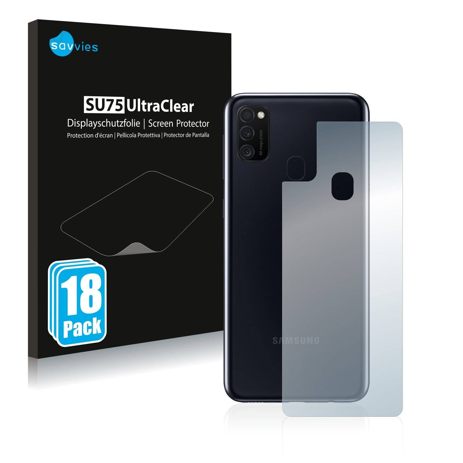 18x Savvies SU75 Displayschutzfolie für Samsung Galaxy M21 2021