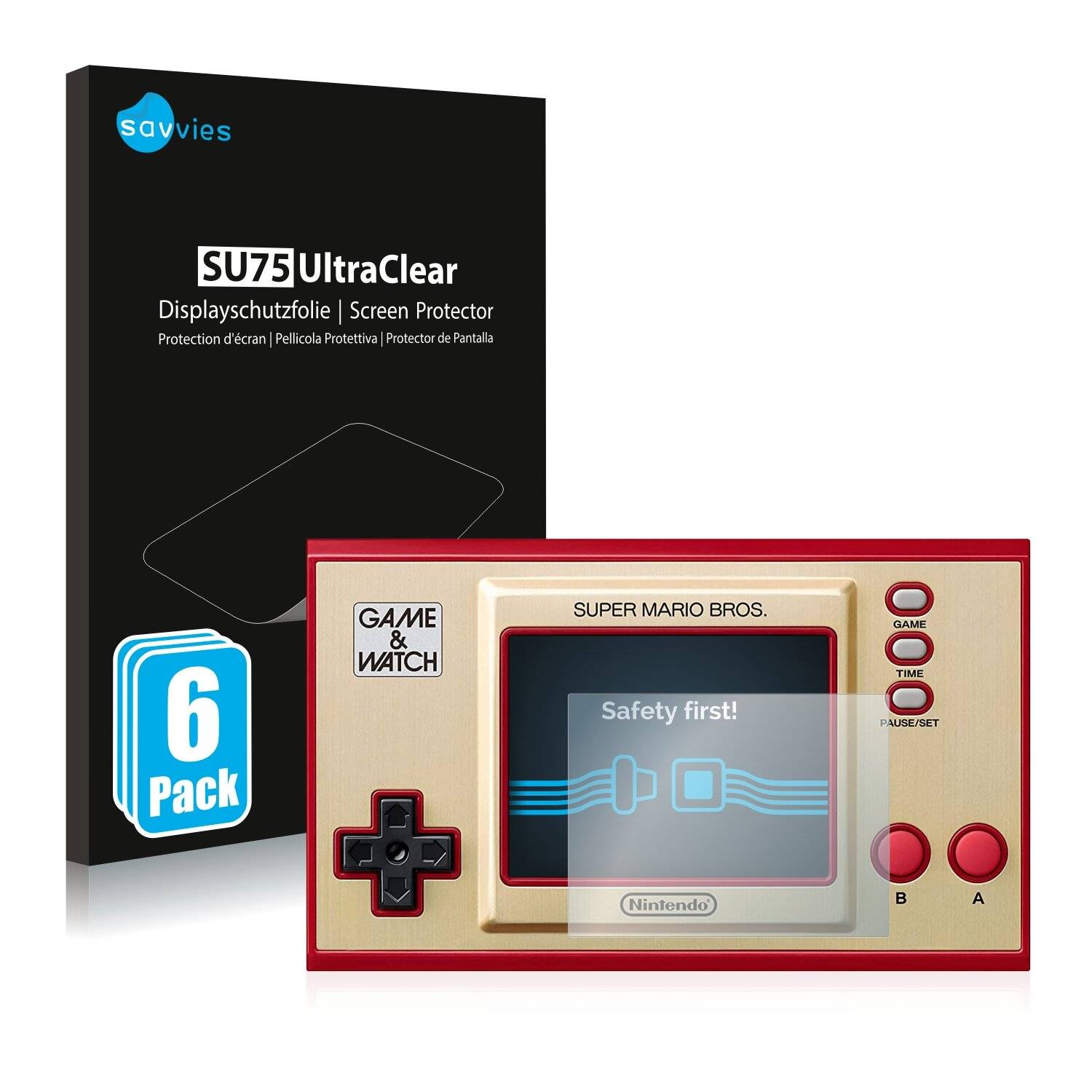 6x Savvies SU75 Displayschutzfolie für Nintendo Game & Watch Super Mario