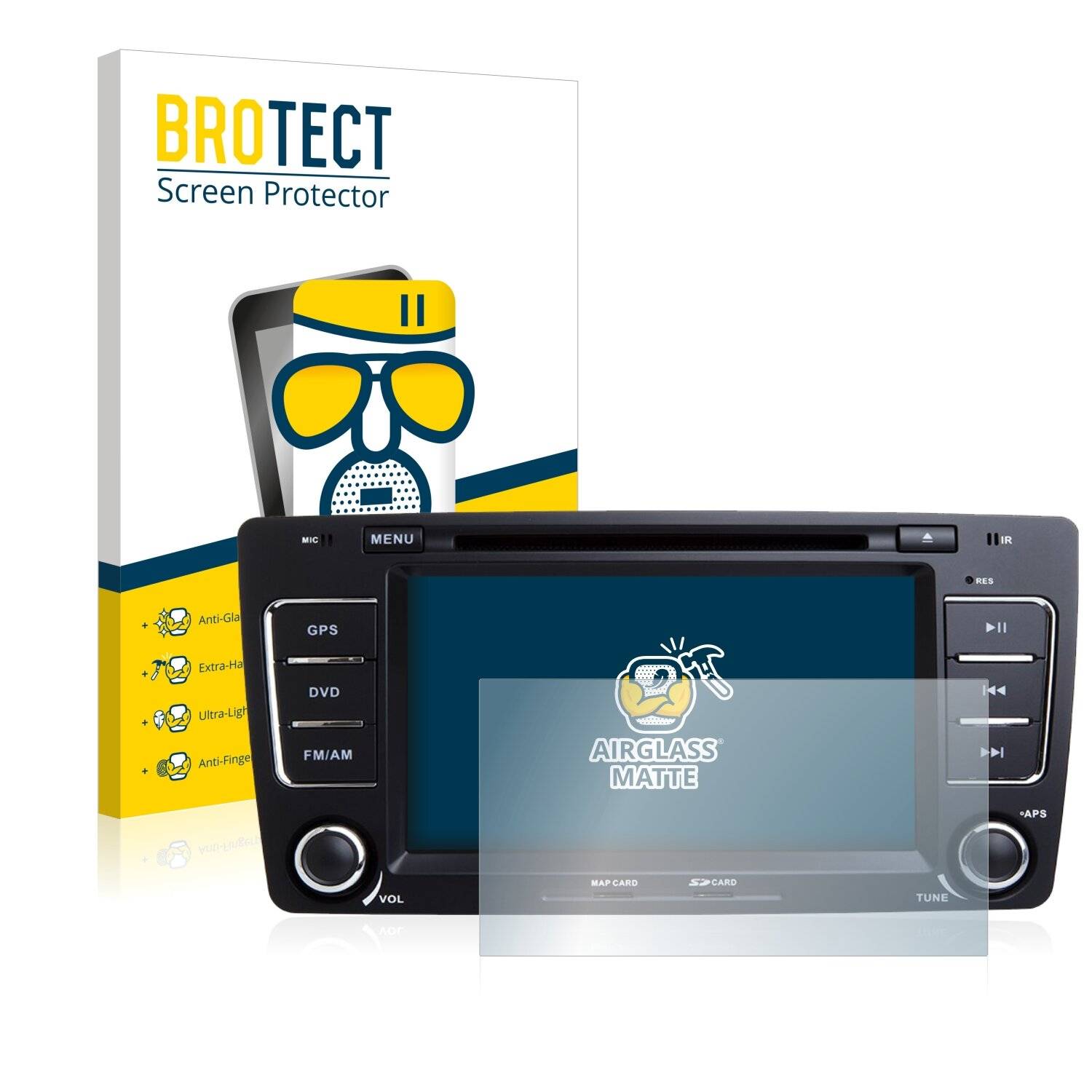 BROTECT AirGlass Matte Schutzglas Folie für Skoda Octavia 2008 Infotainment