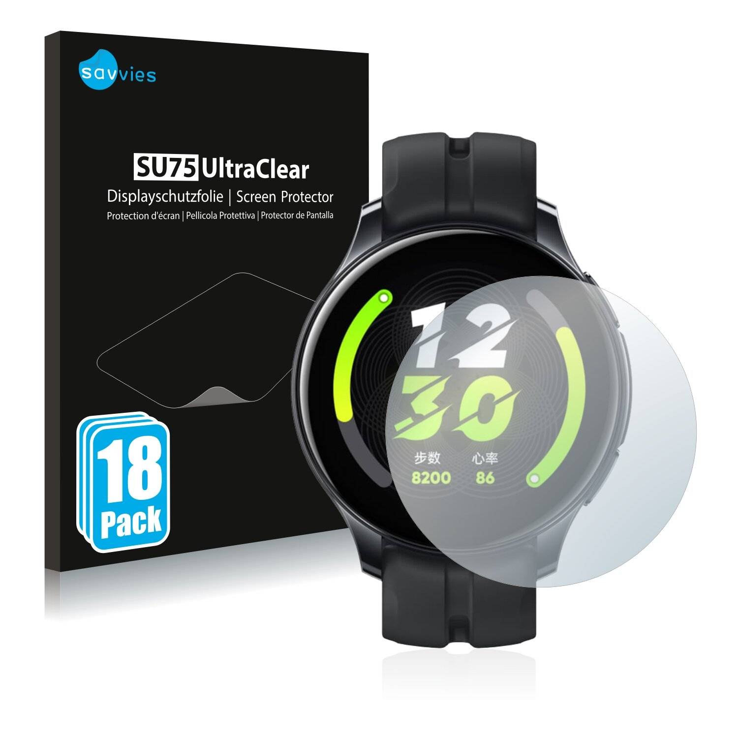 18x Savvies SU75 Displayschutzfolie für Realme Watch