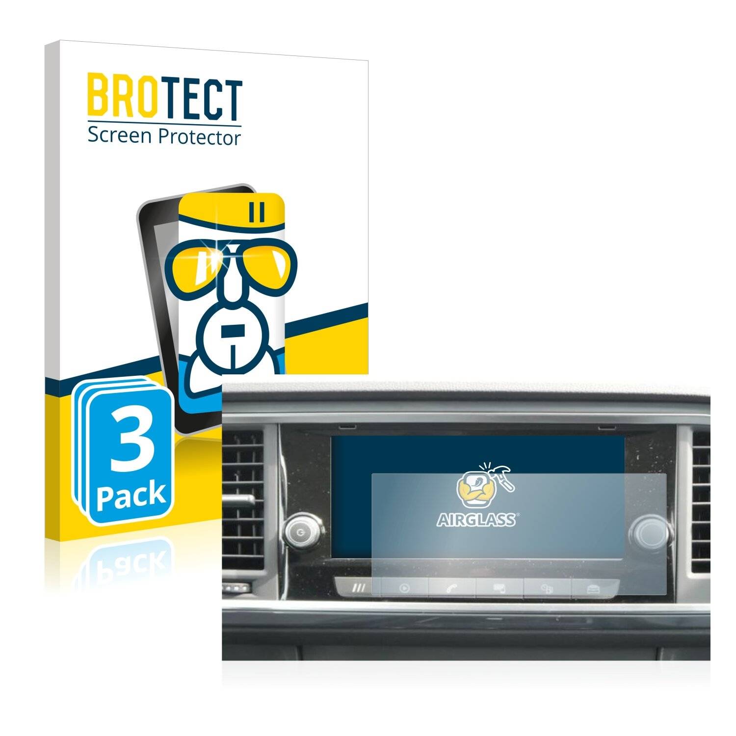 3x BROTECT AirGlass Schutzglas Folie für Seat Ateca 2021 Media System