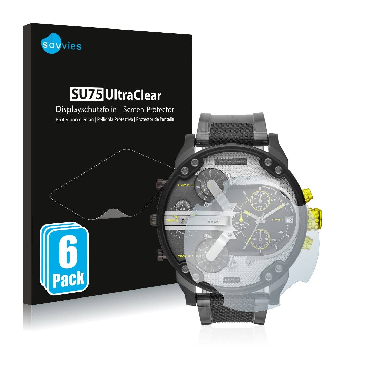 6x Savvies SU75 Displayschutzfolie für Diesel DZ7422 Mr. Daddy